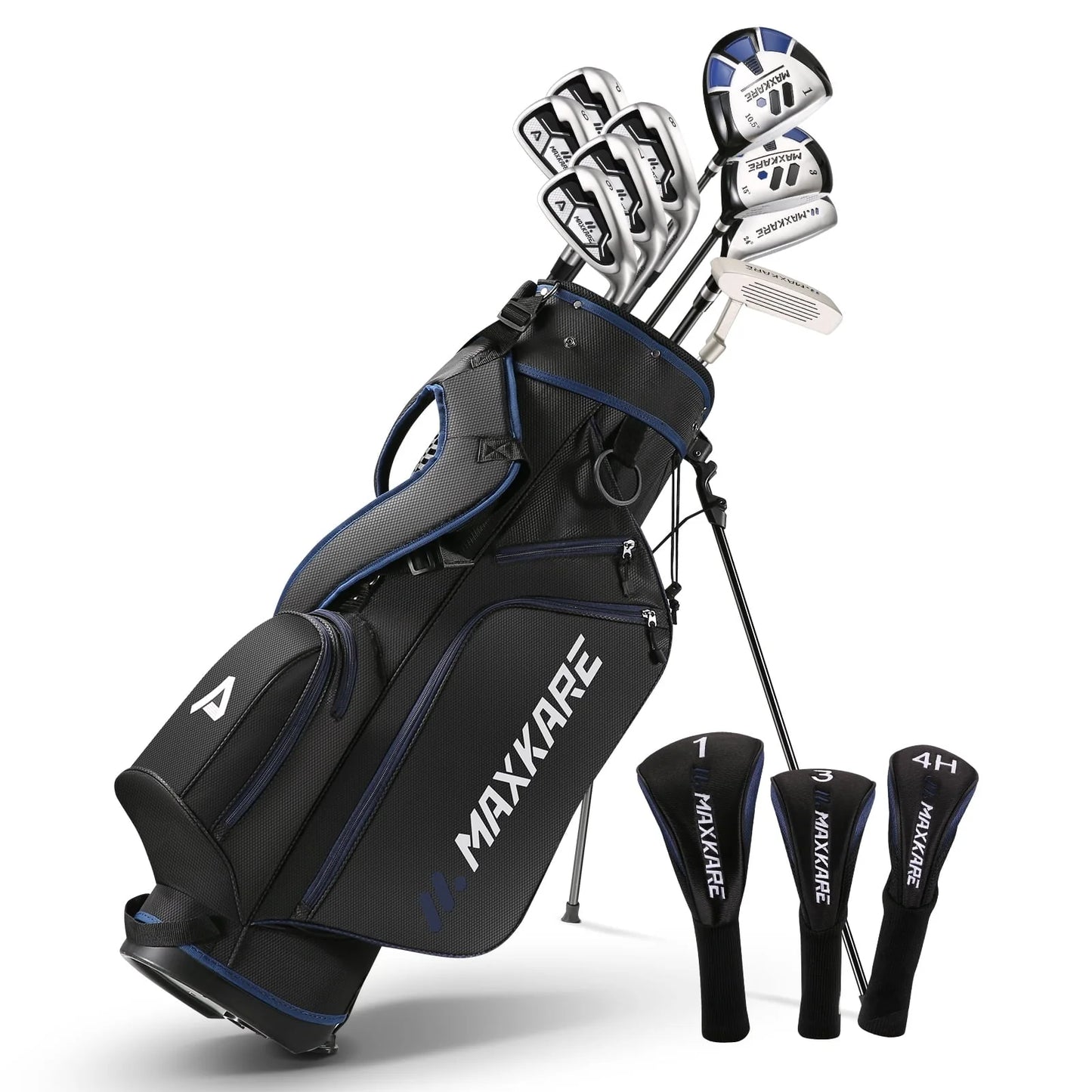 Complete Golf Clubs Set Golf Men's Regular 13-Piece Complete Set Includes Driver, Fairway Wood, Hybrids, 6-9 Irons, PW, Putter, Stand Bag, 3 Head Covers Right Hand