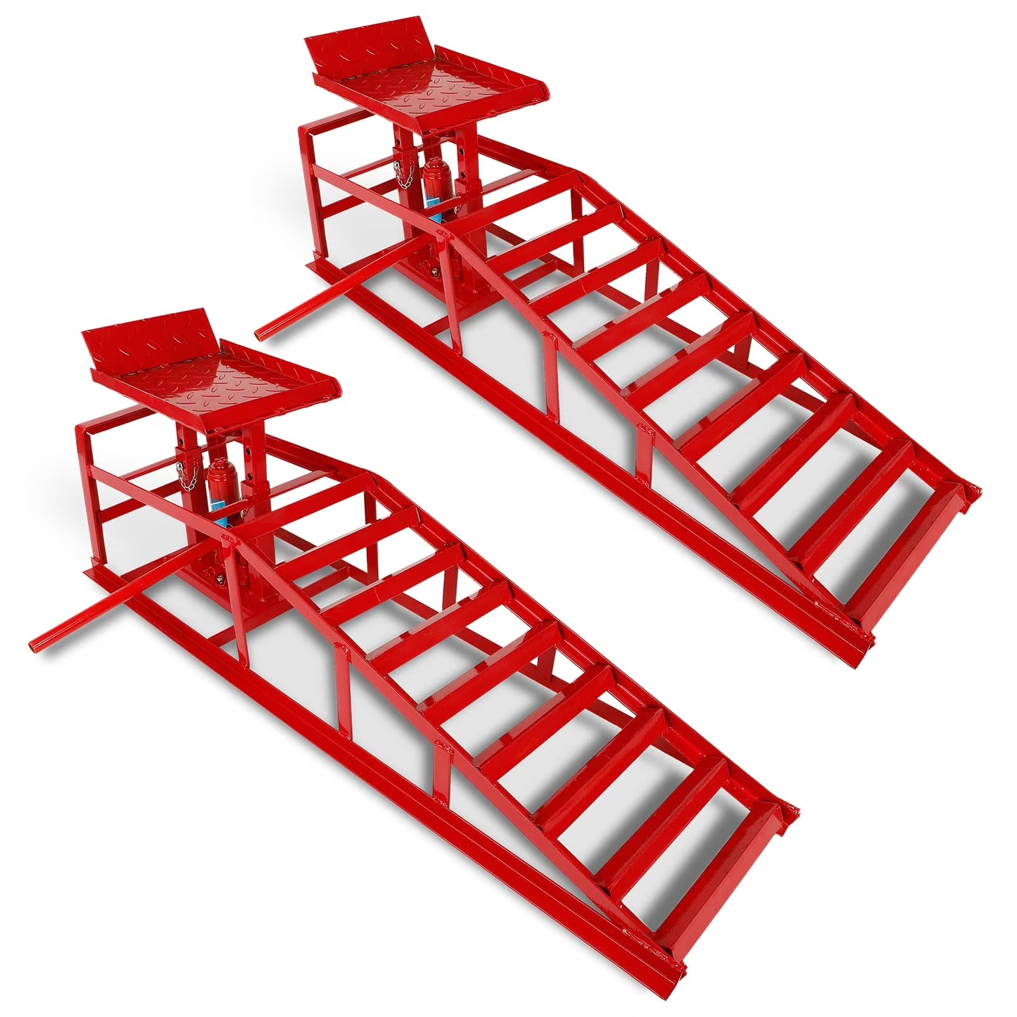 Car Ramps, 2PCS 5T 10000lbs Portable Heavy Duty Hydraulic Car Ramps, Lift Ramp for Truck Vehicle Auto Garage Repair Red(2/Red)