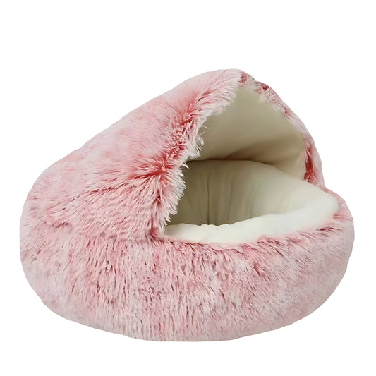 Round Plush Cat & Small Dog Bed – Warm Soft Sleeping Nest with Cover Sheddingspetsupplies