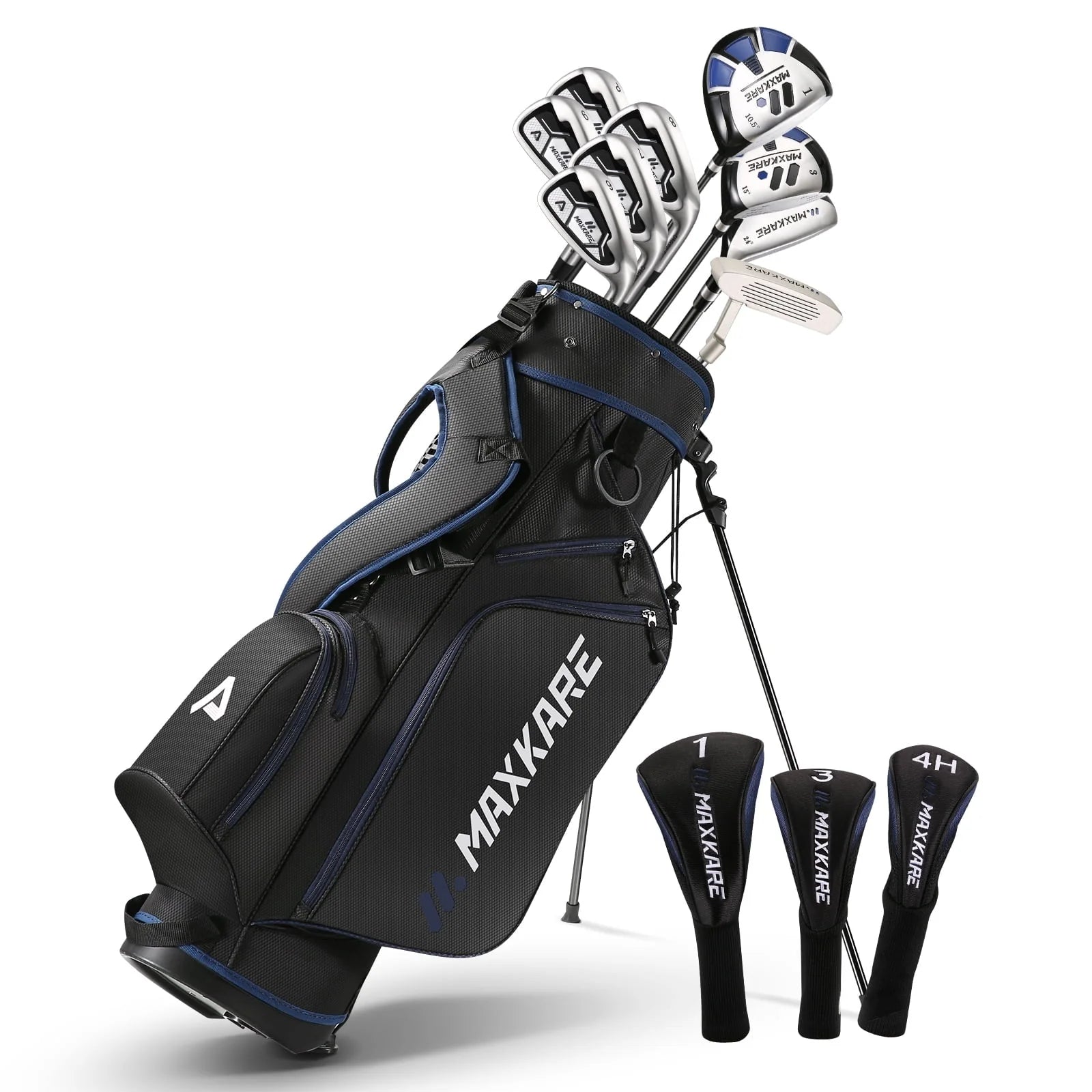 Complete Golf Clubs Set Golf Men's Regular 13-Piece Complete Set Includes Driver, Fairway Wood, Hybrids, 6-9 Irons, PW, Putter, Stand Bag, 3 Head Covers Right Hand