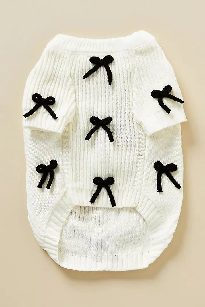 Premium Black 3D Bow Design Winter Sweater for Pets Sheddingspetsupplies