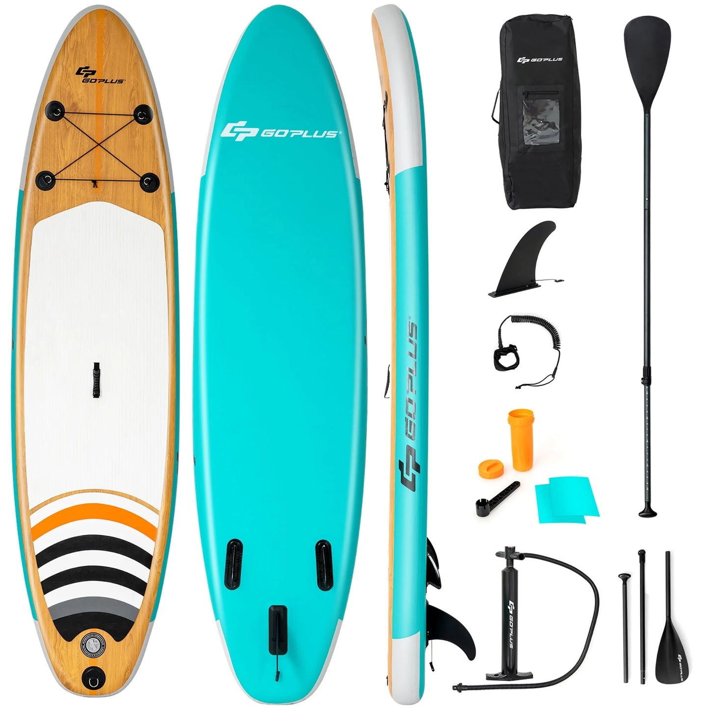 11' Inflatable Stand Up Paddle Surfboard W/Bag Aluminum Paddle Pump