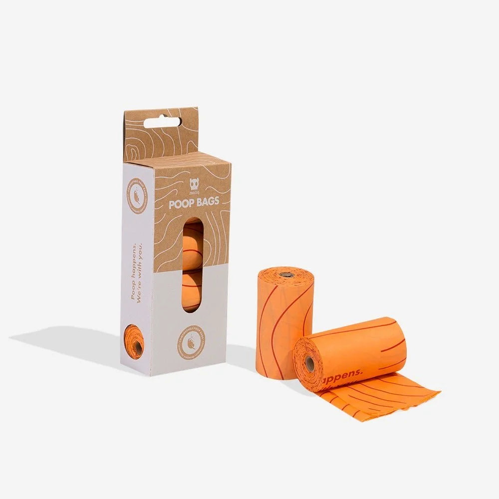 Orange | Compostable Poop Bags | 60 Poop Bags Sheddingspetsupplies