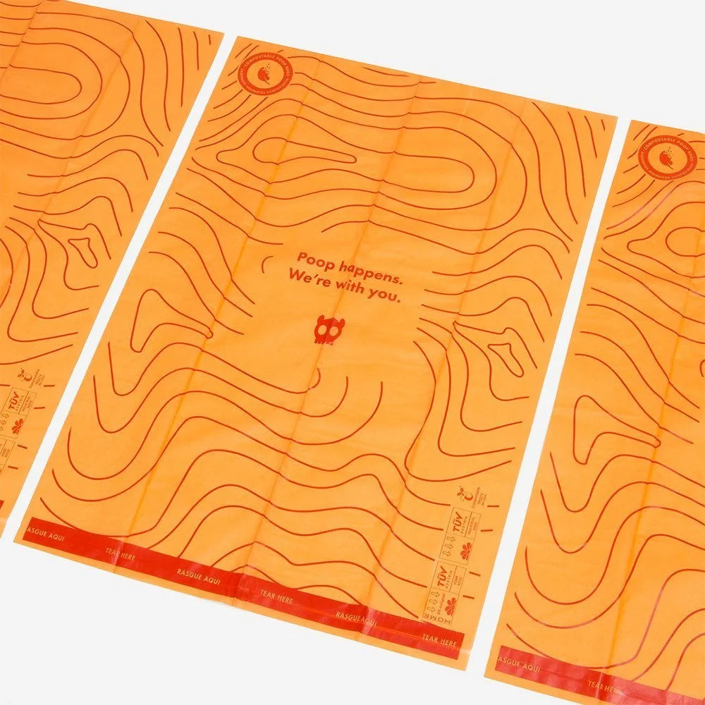 Orange | Compostable Poop Bags | 60 Poop Bags Sheddingspetsupplies