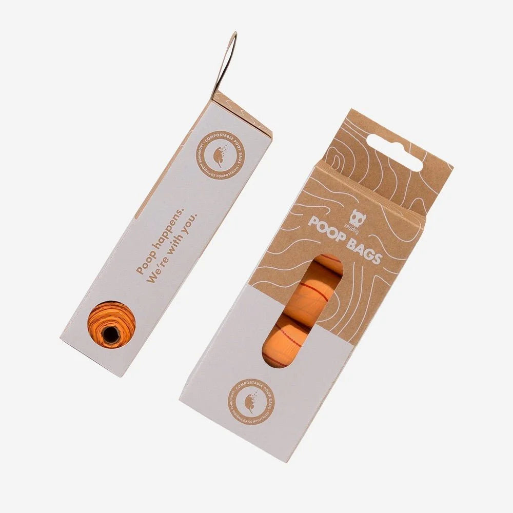 Orange | Compostable Poop Bags | 60 Poop Bags Sheddingspetsupplies