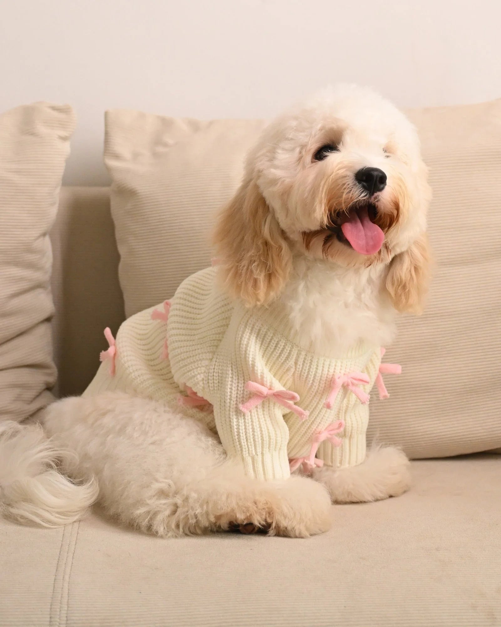 Pink Bow-3D Motif Pet Sweater Sheddingspetsupplies