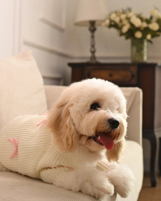 Pink Bow-3D Motif Pet Sweater Sheddingspetsupplies