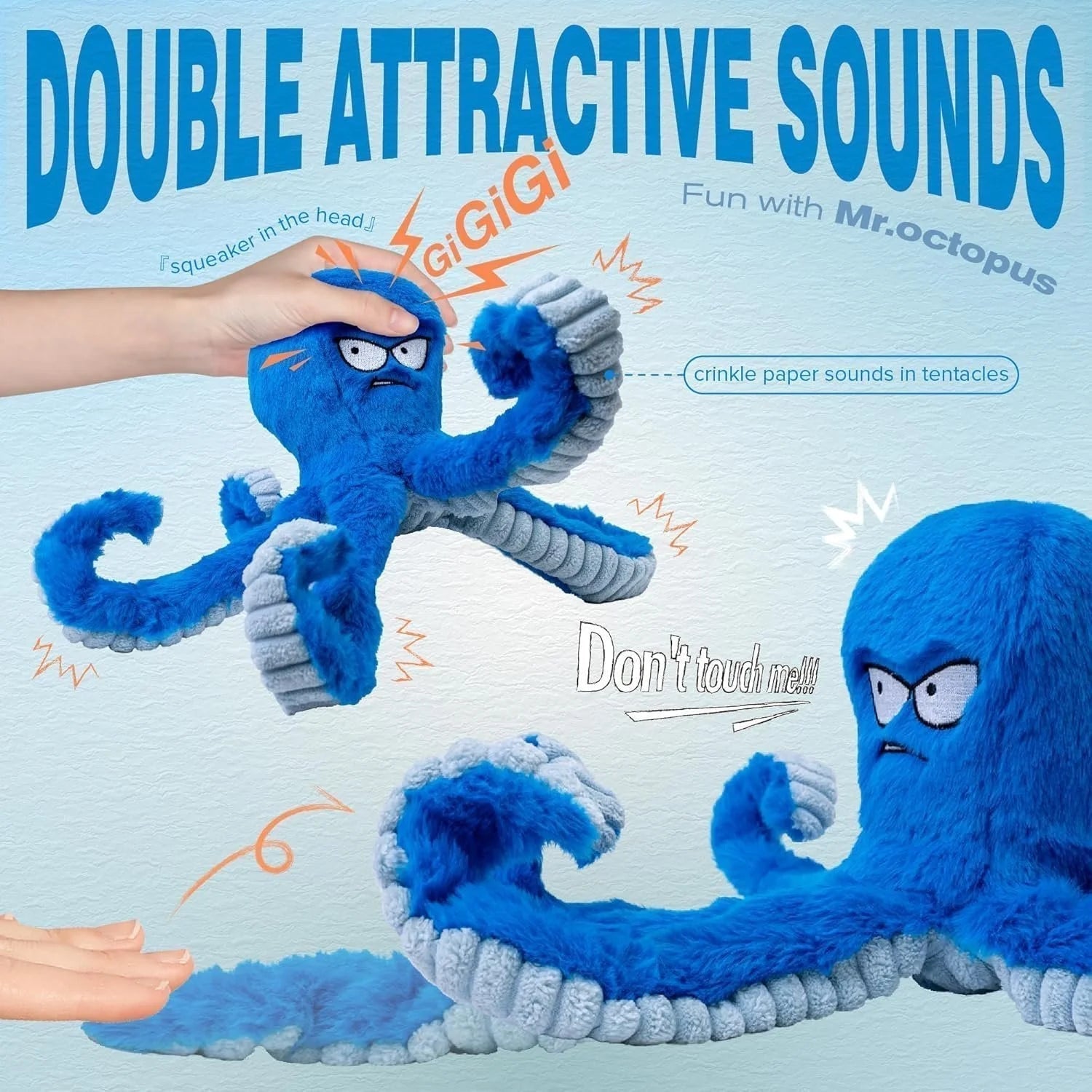 Blue Octopus Dog Toy – Tough Chew, Squeaky & Interactive Fun Sheddingspetsupplies
