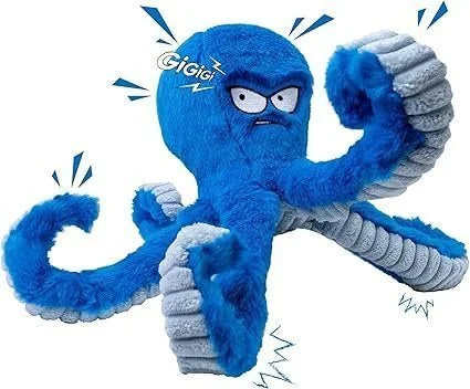 Blue Octopus Dog Toy – Tough Chew, Squeaky & Interactive Fun Sheddingspetsupplies