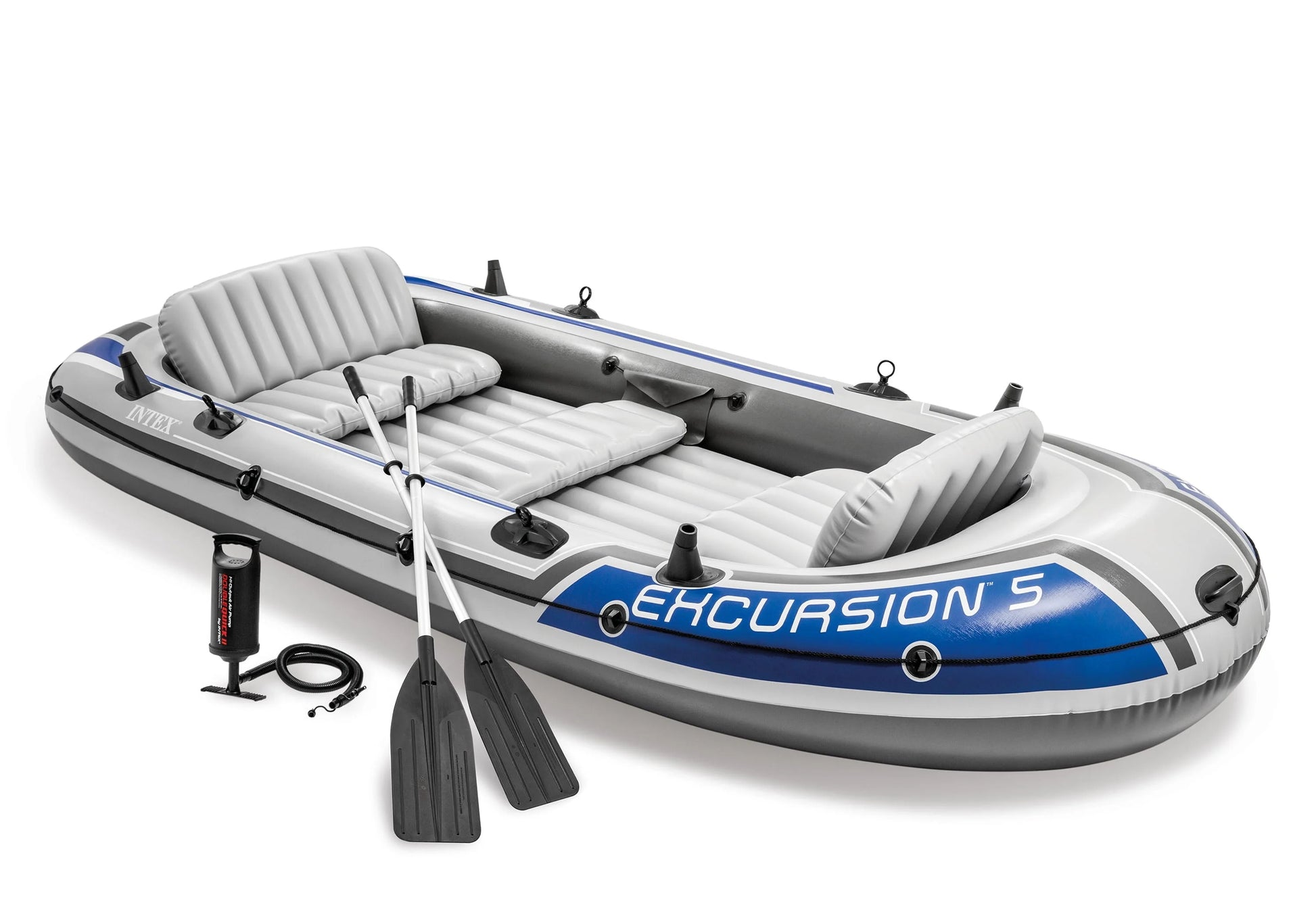 Excursion 5, 5-Person Inflatable Boat Set with Aluminum Oars and High O...
