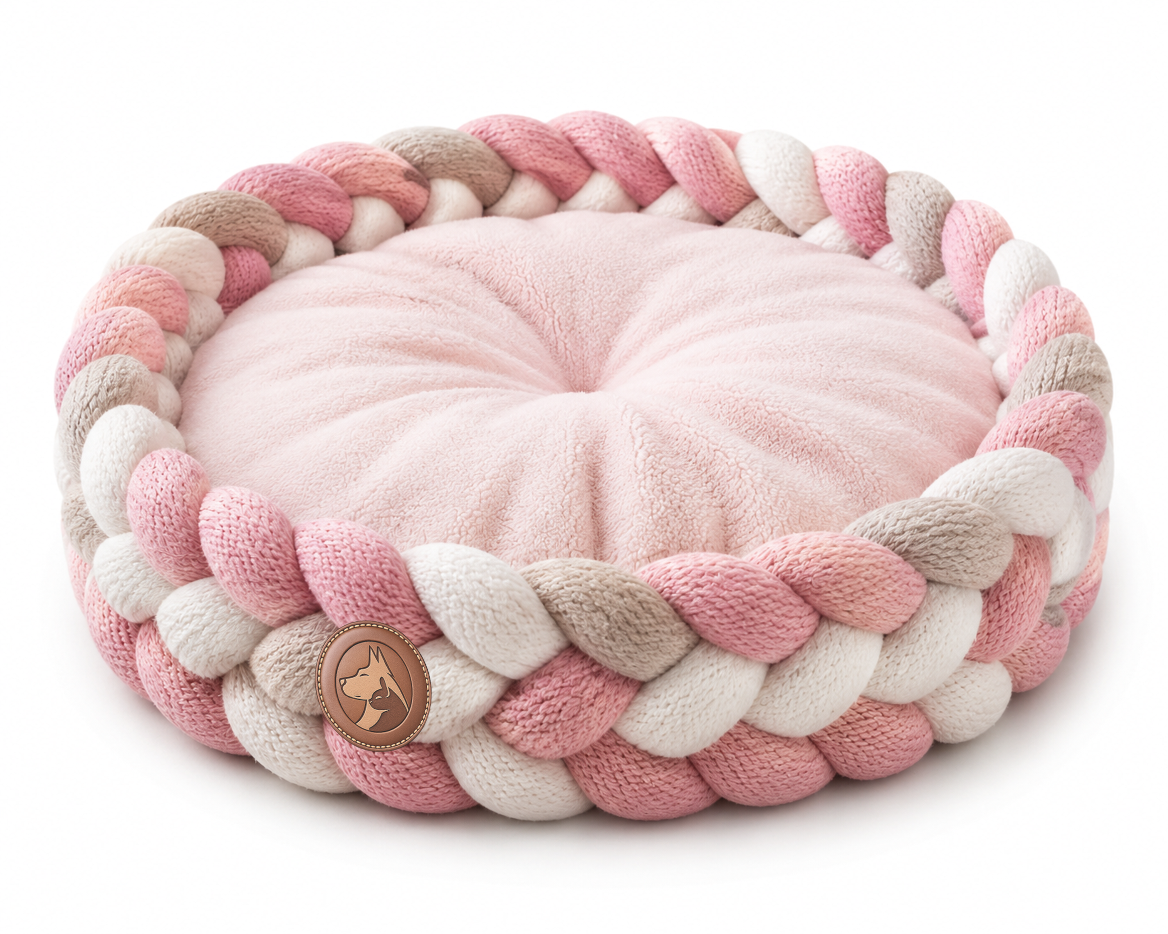 Sheddings Pet Supplies | Luxury Braided Plush Pet Bed – Soft Round Nesting Cushion for Dogs & Cats