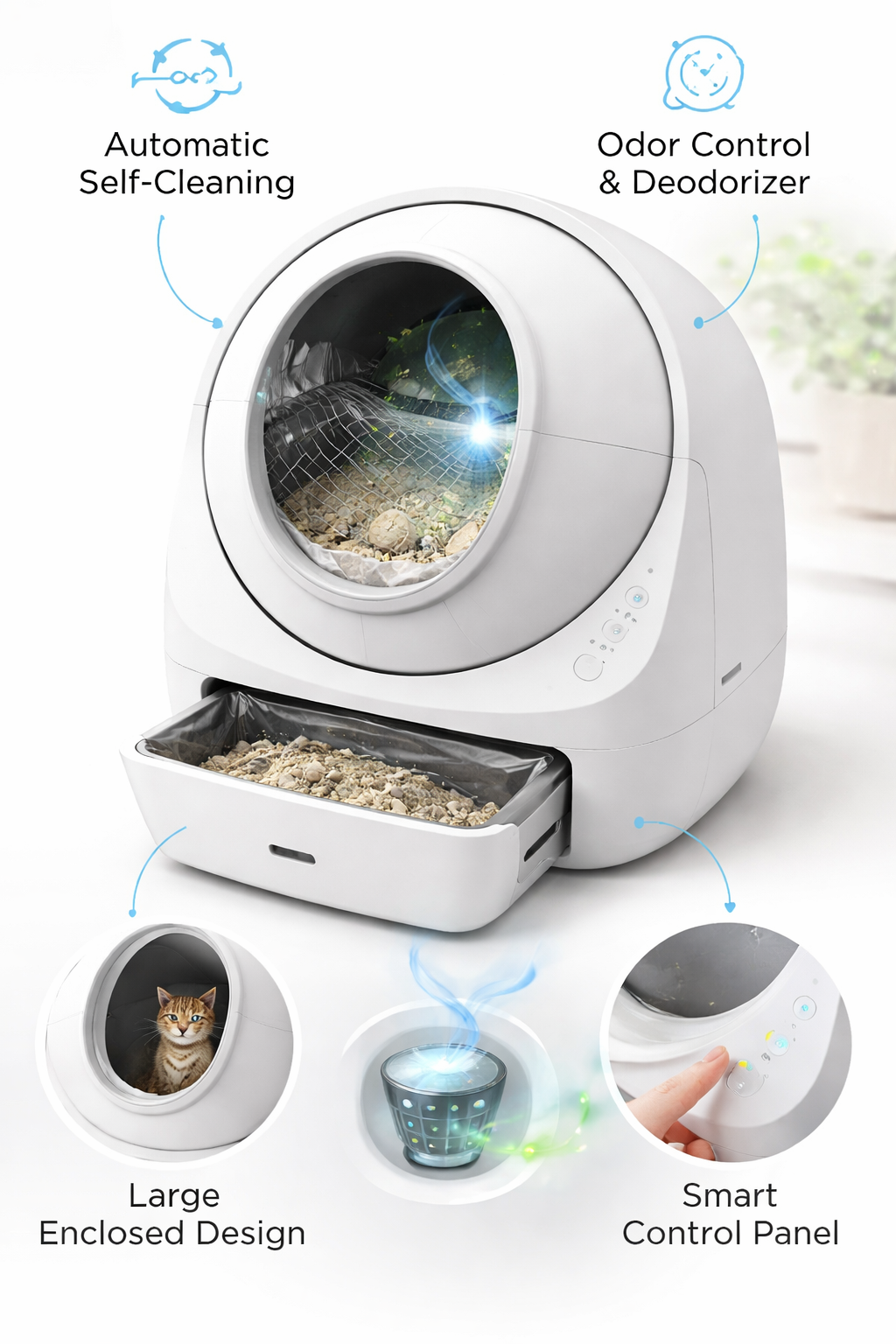 Automatic Self-Cleaning Cat Litter Box – Odor Control System The Pet Panry