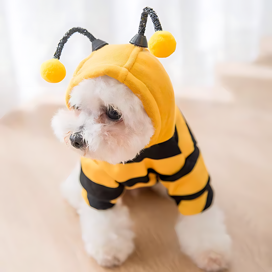 Bee Costume Pet Hoodie – Warm Winter Outfit for Dogs & Cats Sheddings Pet Supplies