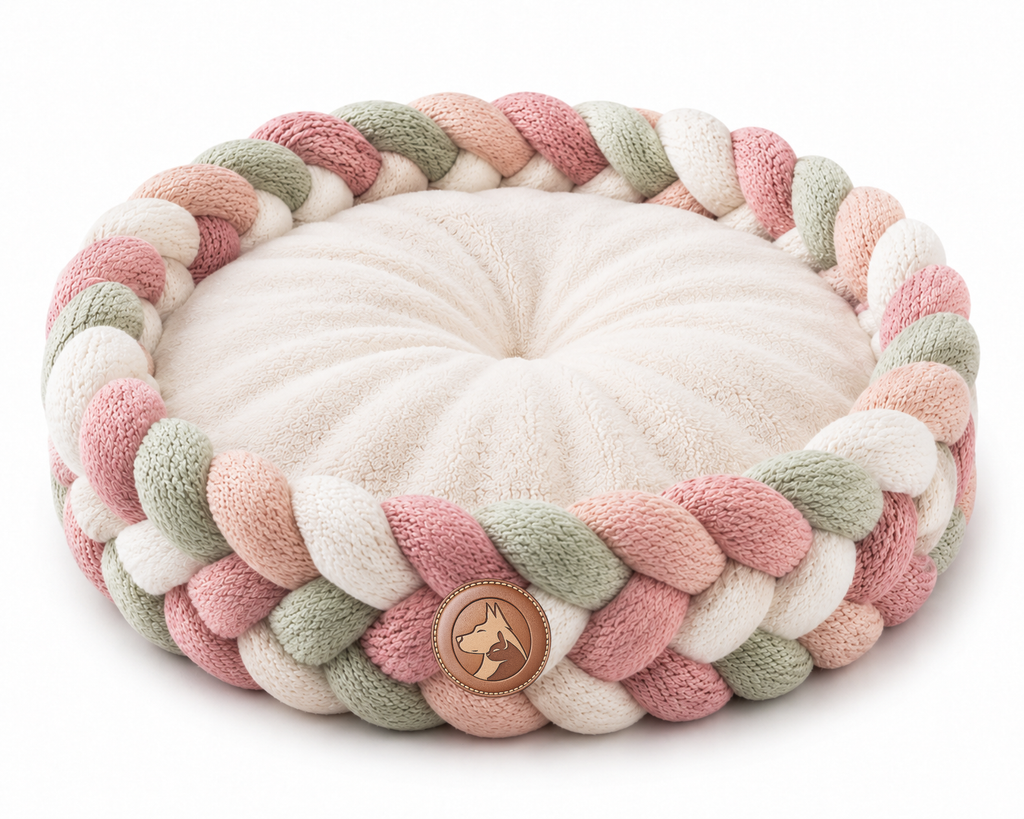 Sheddings Pet Supplies | Handwoven Braided Calming Pet Bed – Soft Round Cushion Nest for Dogs & Cats