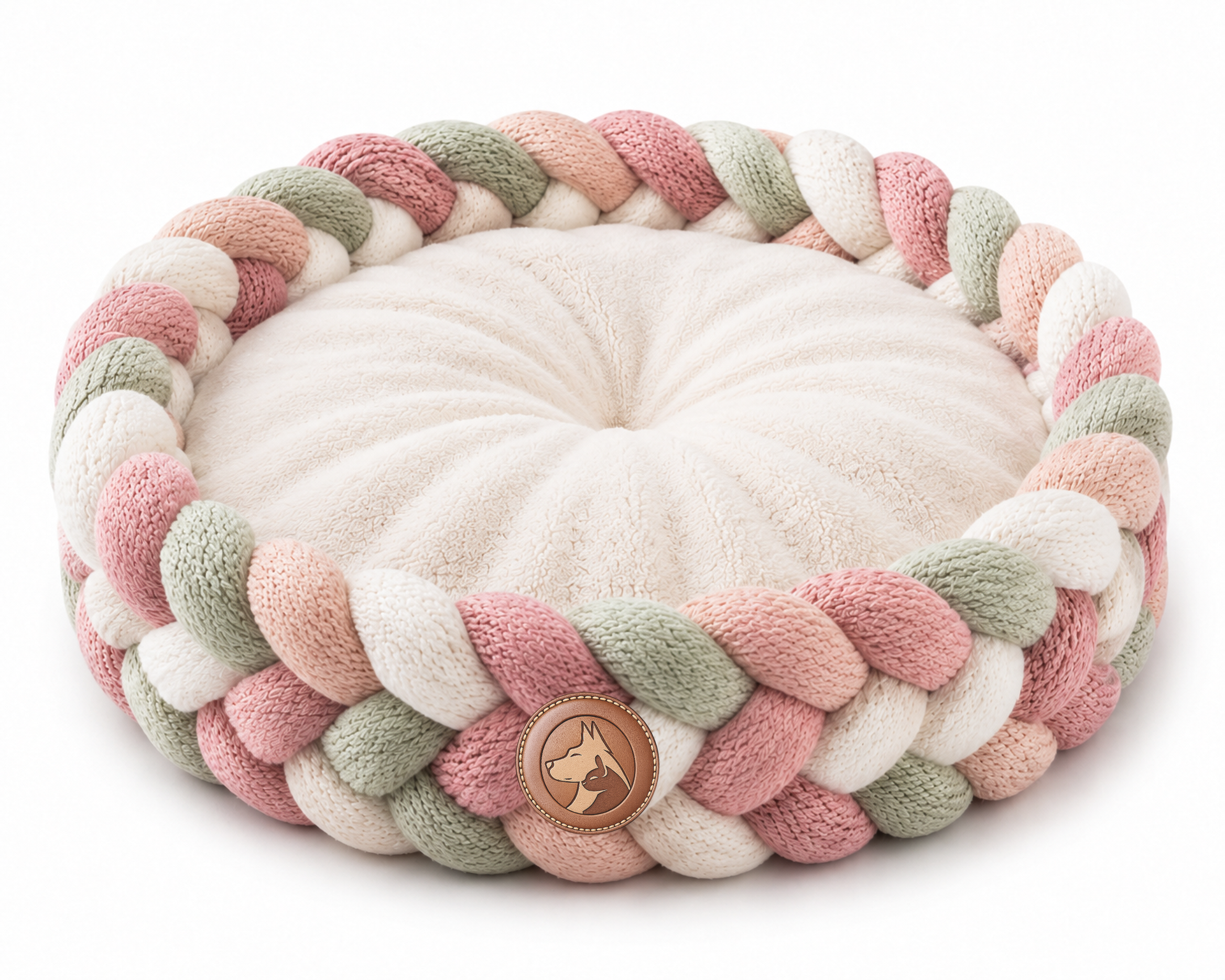 Sheddings Pet Supplies | Handwoven Braided Calming Pet Bed – Soft Round Cushion Nest for Dogs & Cats