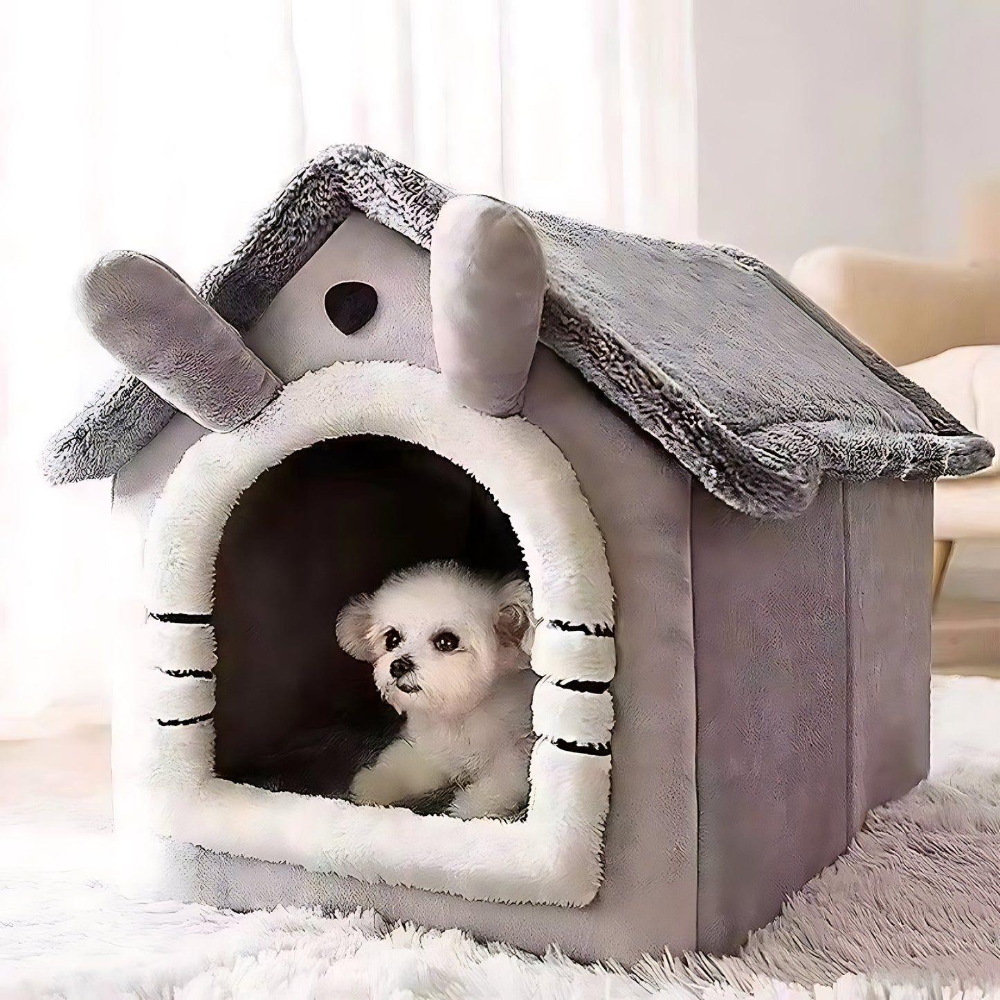 Cozy Indoor Pet House Bed – Washable All-Year Comfort for Small Pets Sheddings Pet Supplies