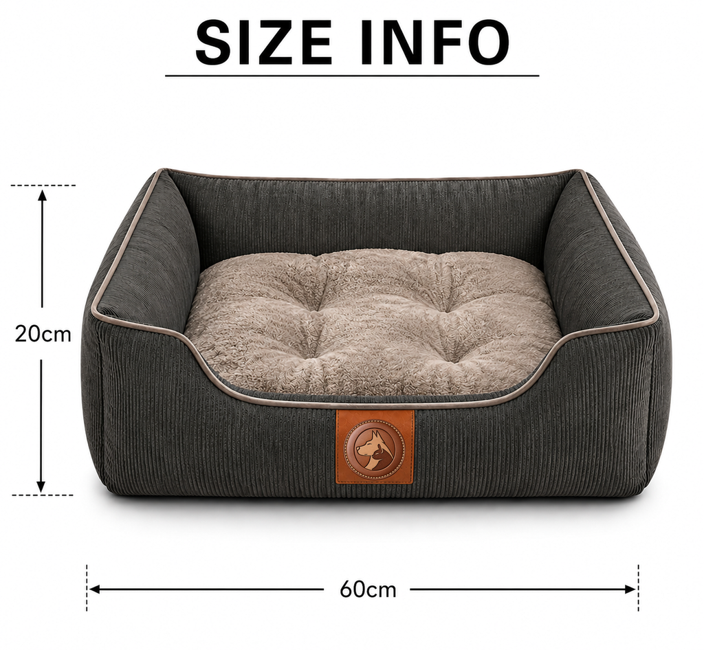 Sheddings Pet Supplies | Premium Corduroy Orthopedic Pet Sofa Bed – Plush Cushion with Supportive Raised Sides
