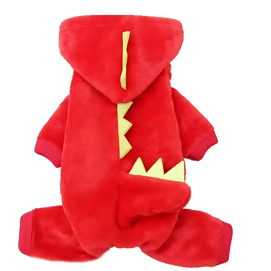 Dinosaur Dog Hoodie – Warm Fleece Winter Coat for Small Dogs Sheddings Pet Supplies