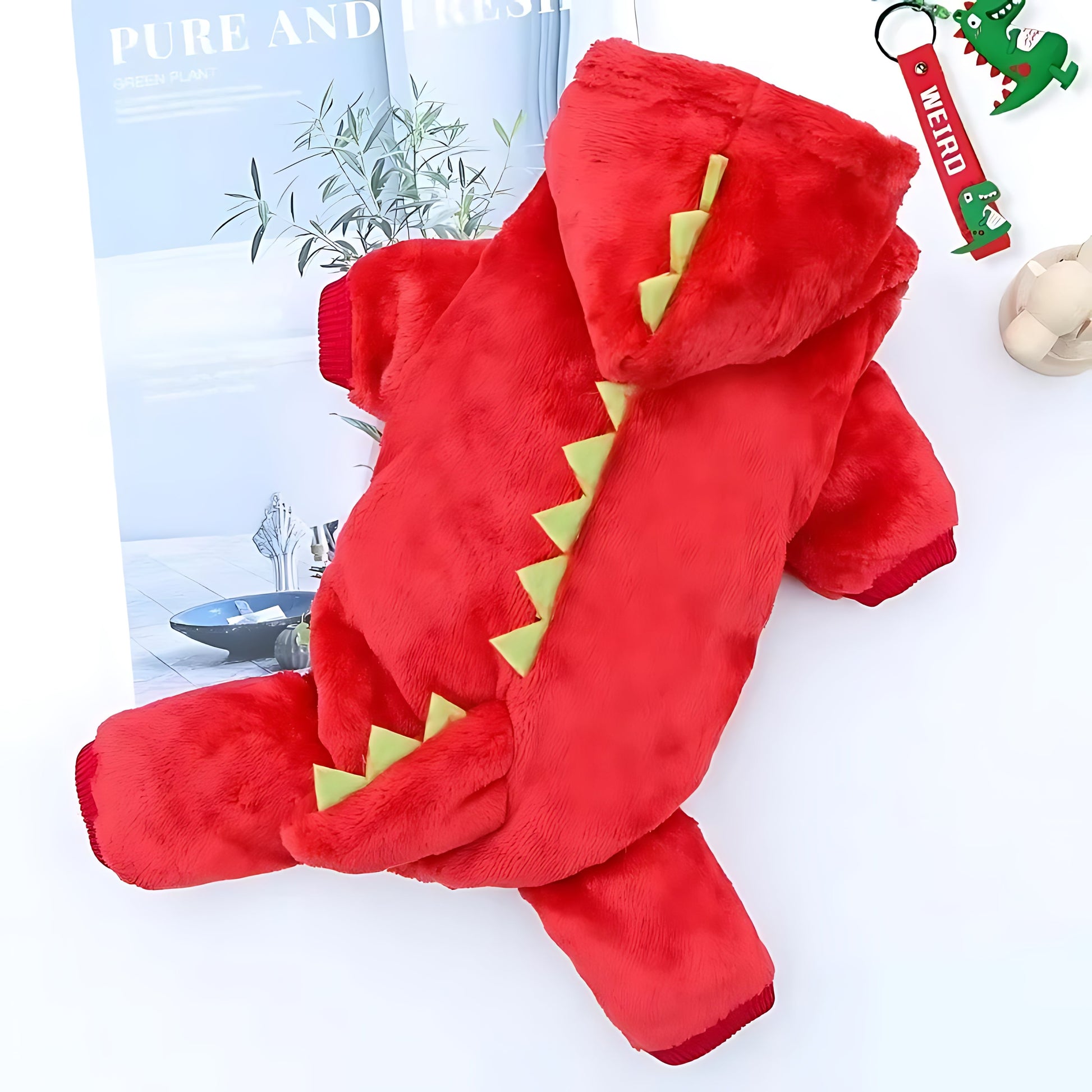Dinosaur Dog Hoodie – Warm Fleece Winter Coat for Small Dogs Sheddings Pet Supplies