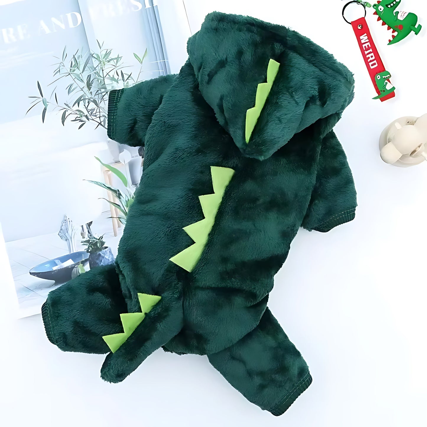 Dinosaur Dog Hoodie – Warm Fleece Winter Coat for Small Dogs Sheddings Pet Supplies