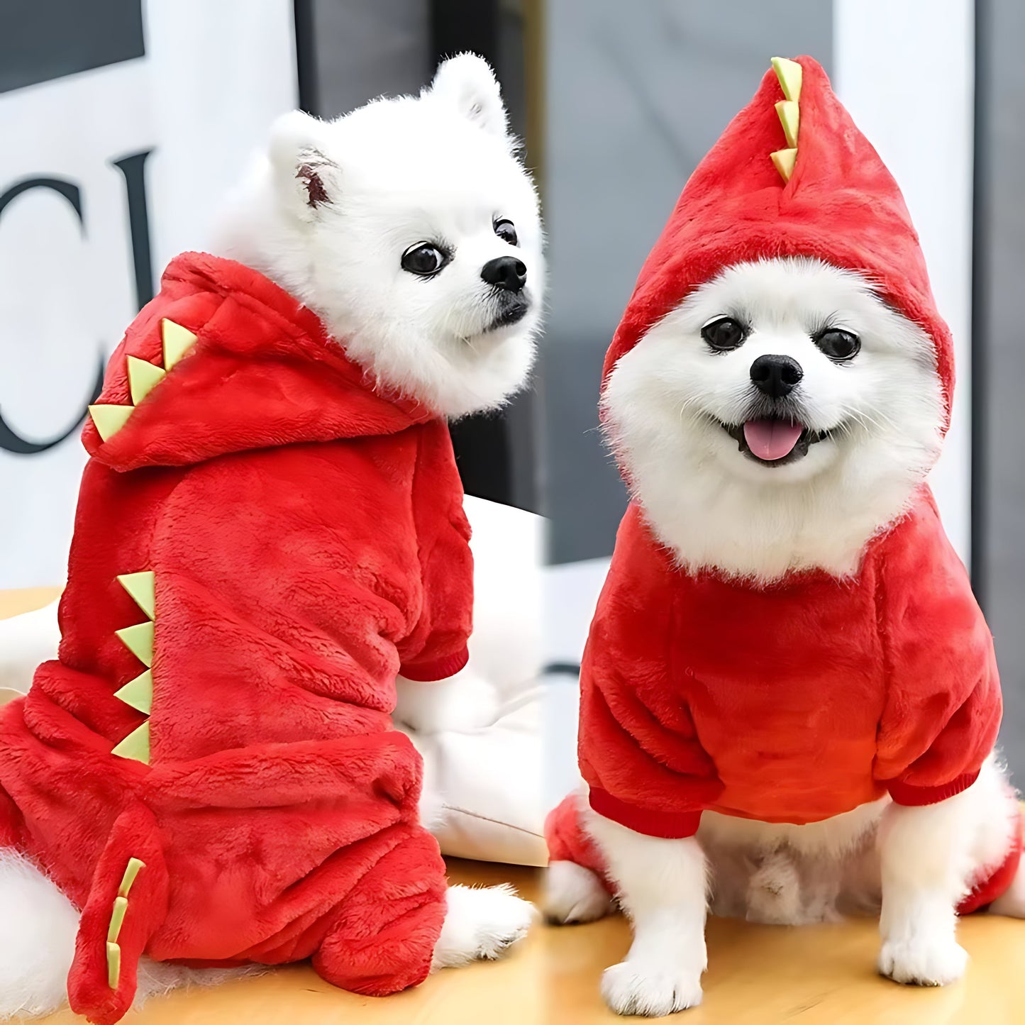 Dinosaur Style Dog Hoodie – Warm Fleece Winter Jacket for Small Dogs Sheddingspetsupplies