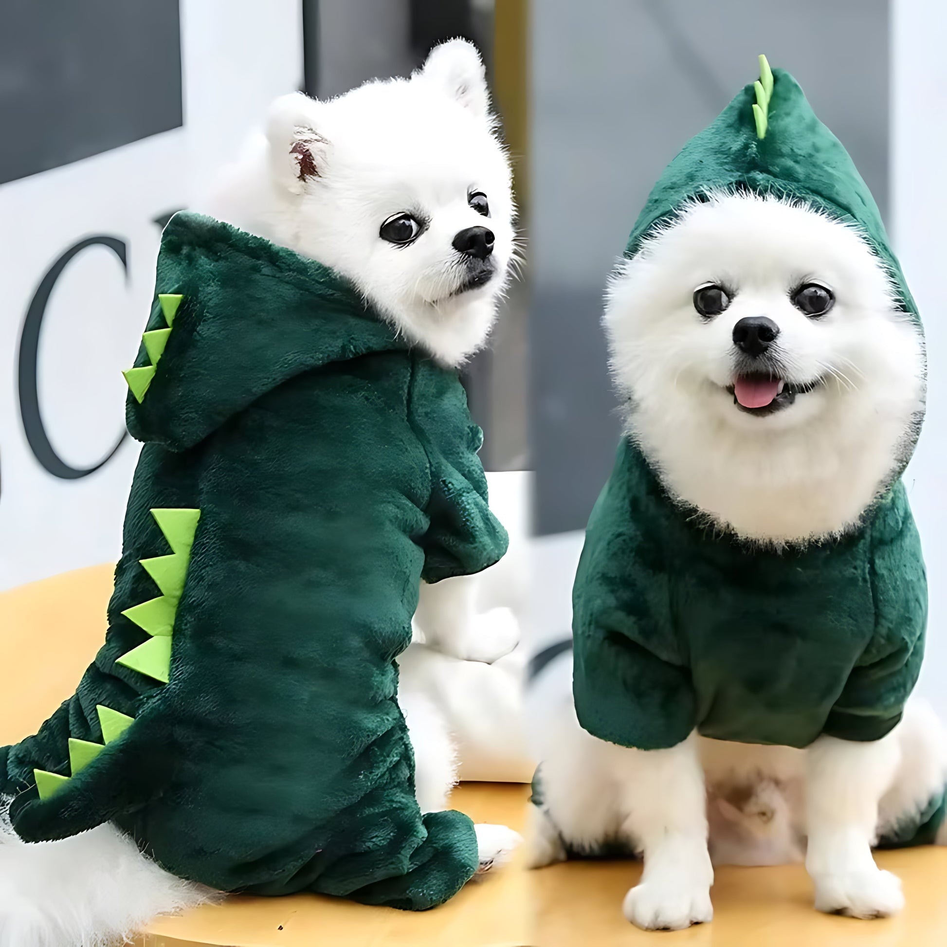 Dinosaur Style Dog Hoodie – Warm Fleece Winter Jacket for Small Dogs Sheddingspetsupplies