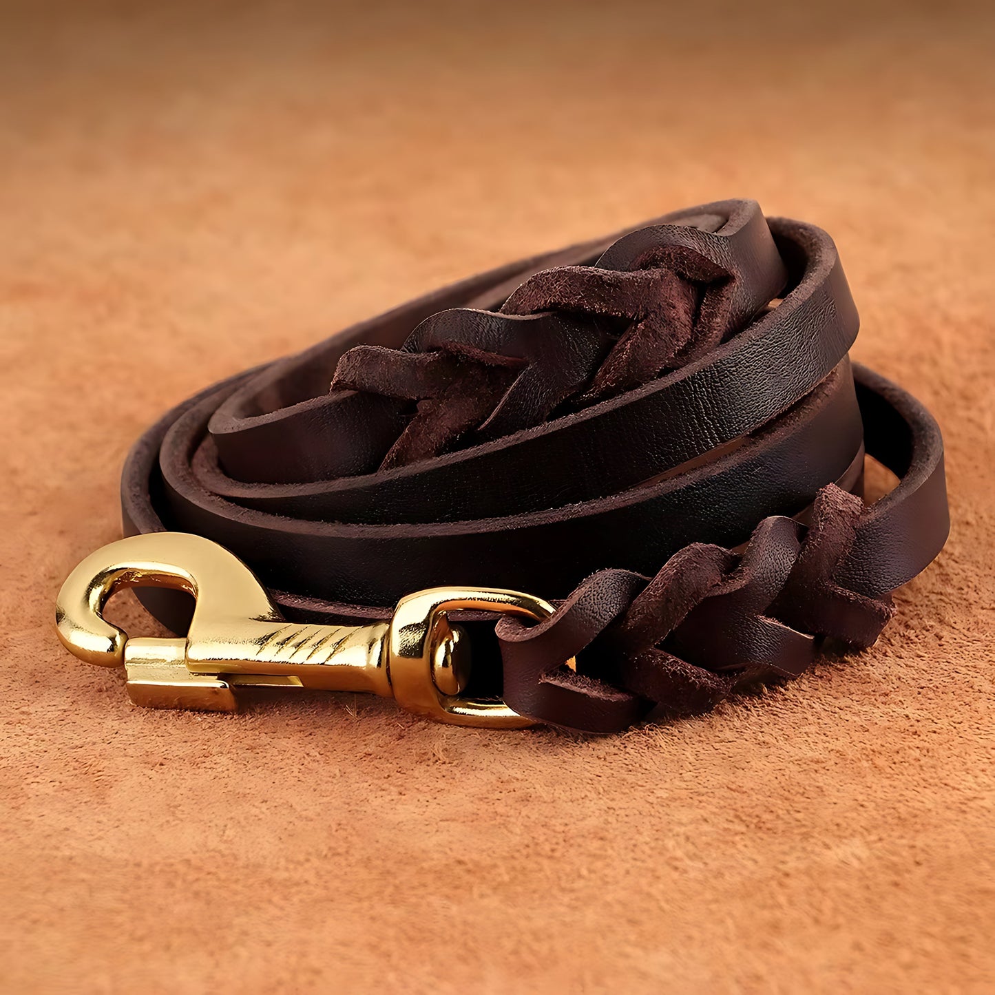 Genuine Leather Dog Collar & Leash Set – Braided Heavy Duty Lead for Medium & Large Dogs Sheddings Pet Supplies