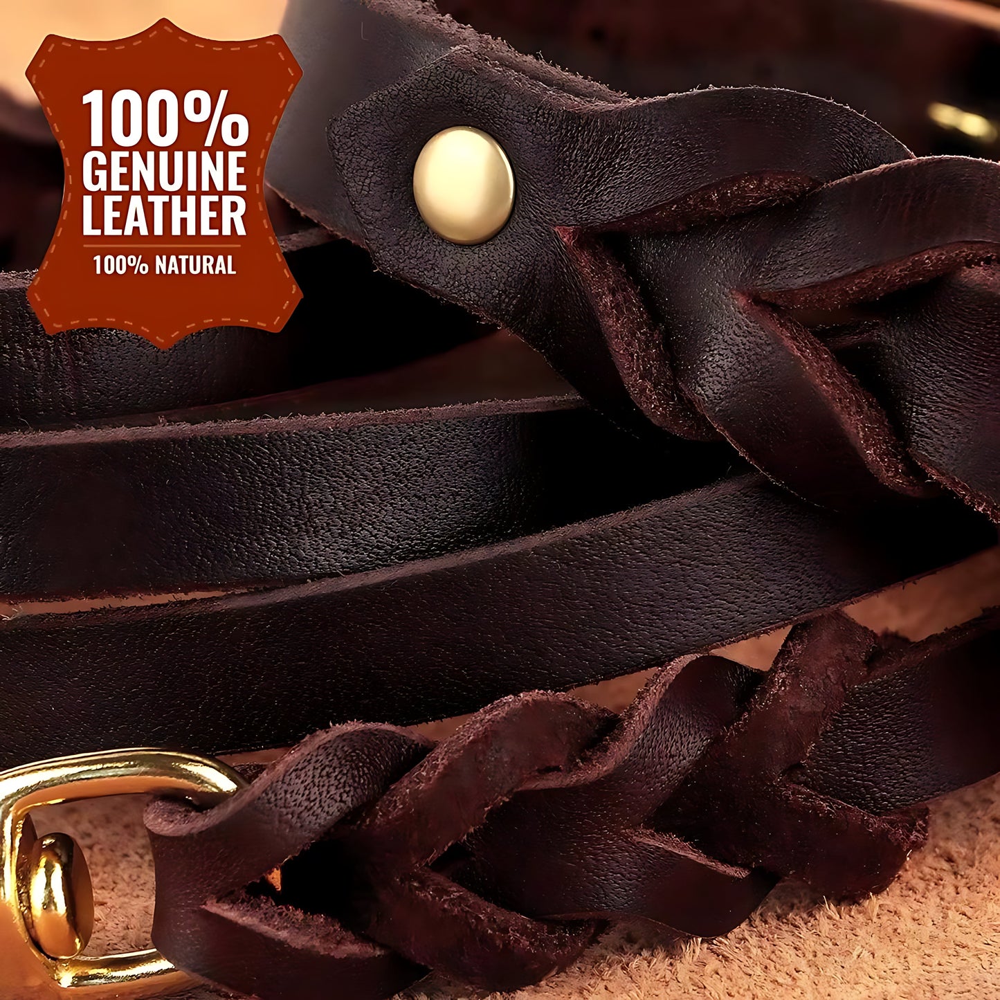 Genuine Leather Dog Collar & Leash Set – Braided Heavy Duty Lead for Medium & Large Dogs Sheddings Pet Supplies