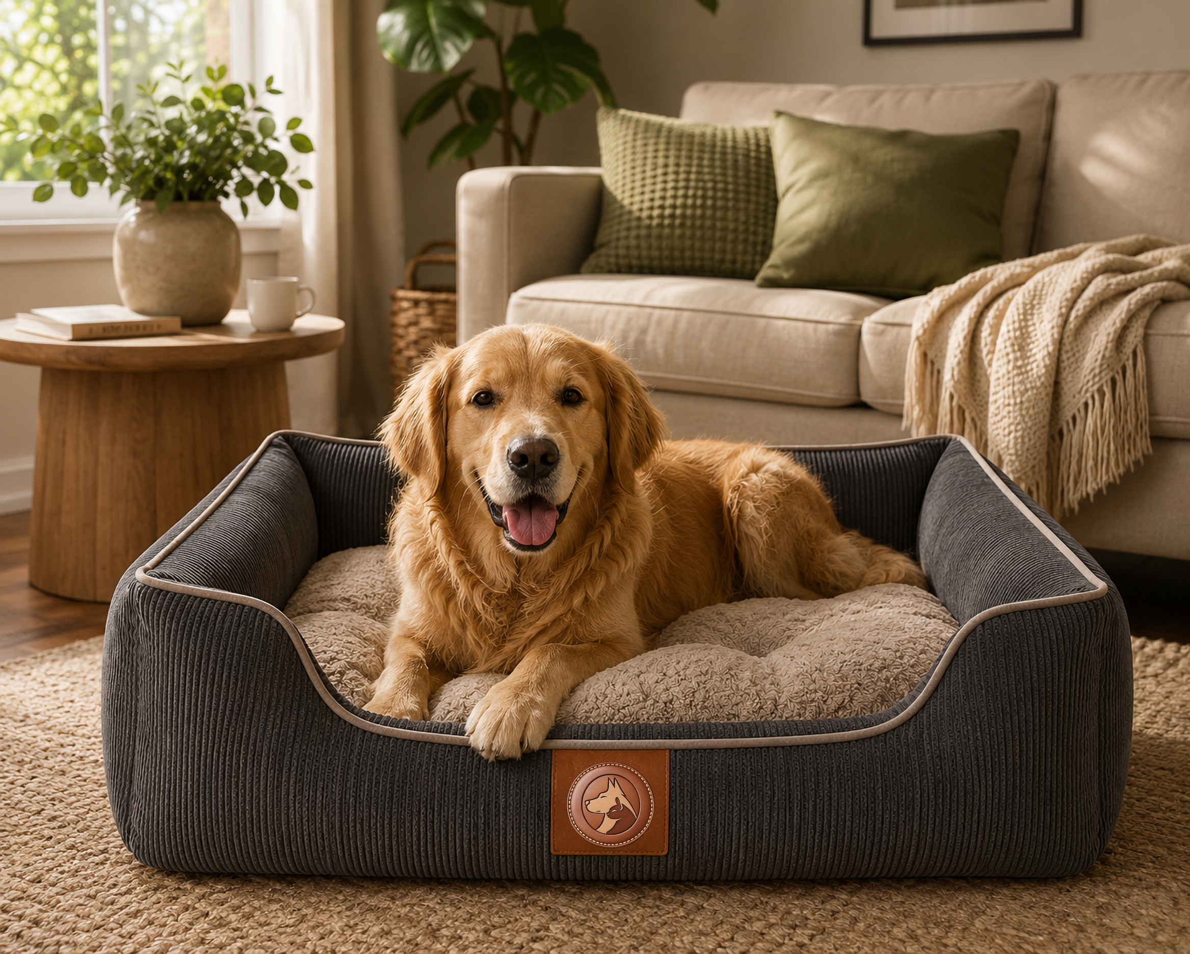 Sheddings Pet Supplies | Premium Corduroy Orthopedic Pet Sofa Bed – Plush Cushion with Supportive Raised Sides
