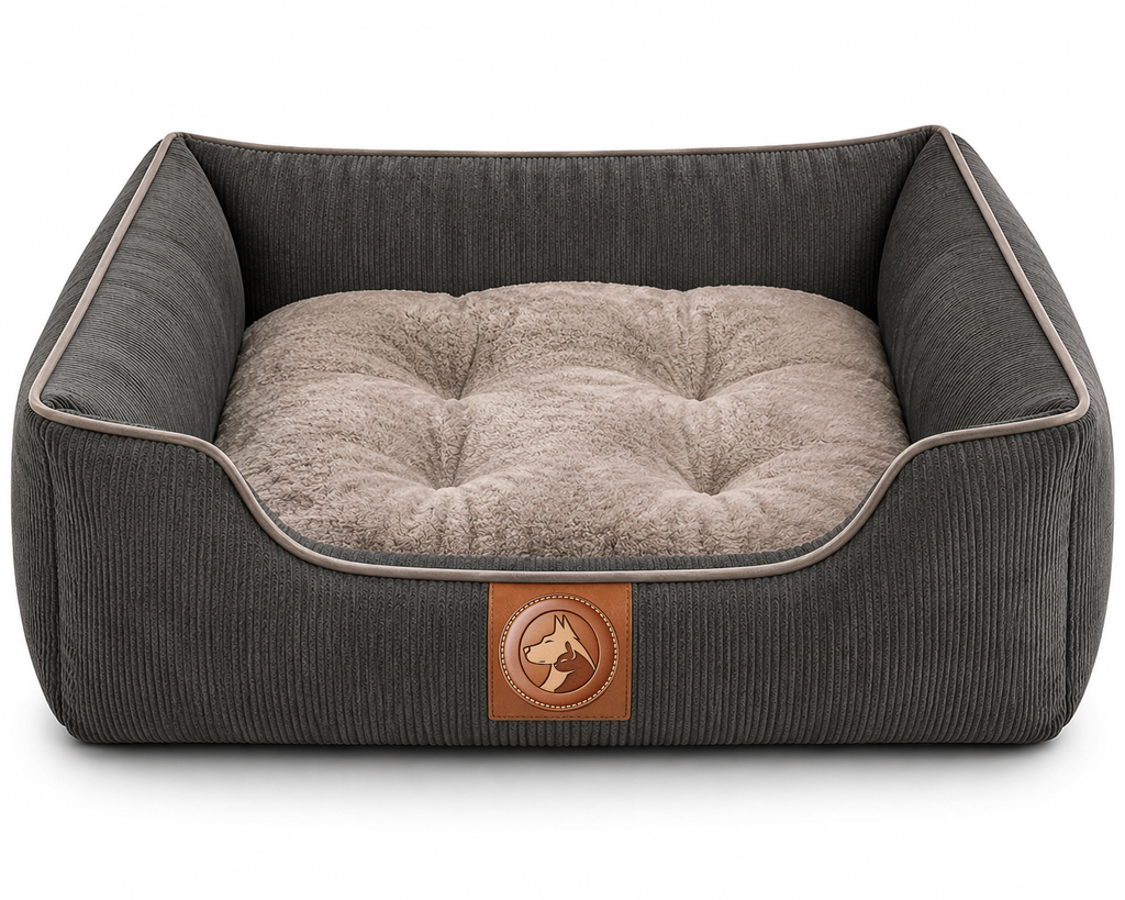 Sheddings Pet Supplies | Premium Corduroy Orthopedic Pet Sofa Bed – Plush Cushion with Supportive Raised Sides