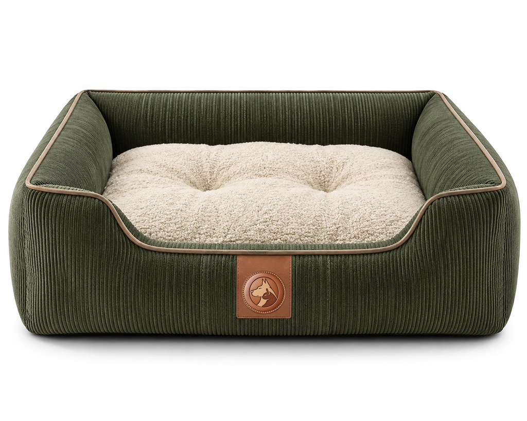 Sheddings Pet Supplies | Premium Corduroy Orthopedic Pet Sofa Bed – Plush Cushion with Raised Supportive Sides