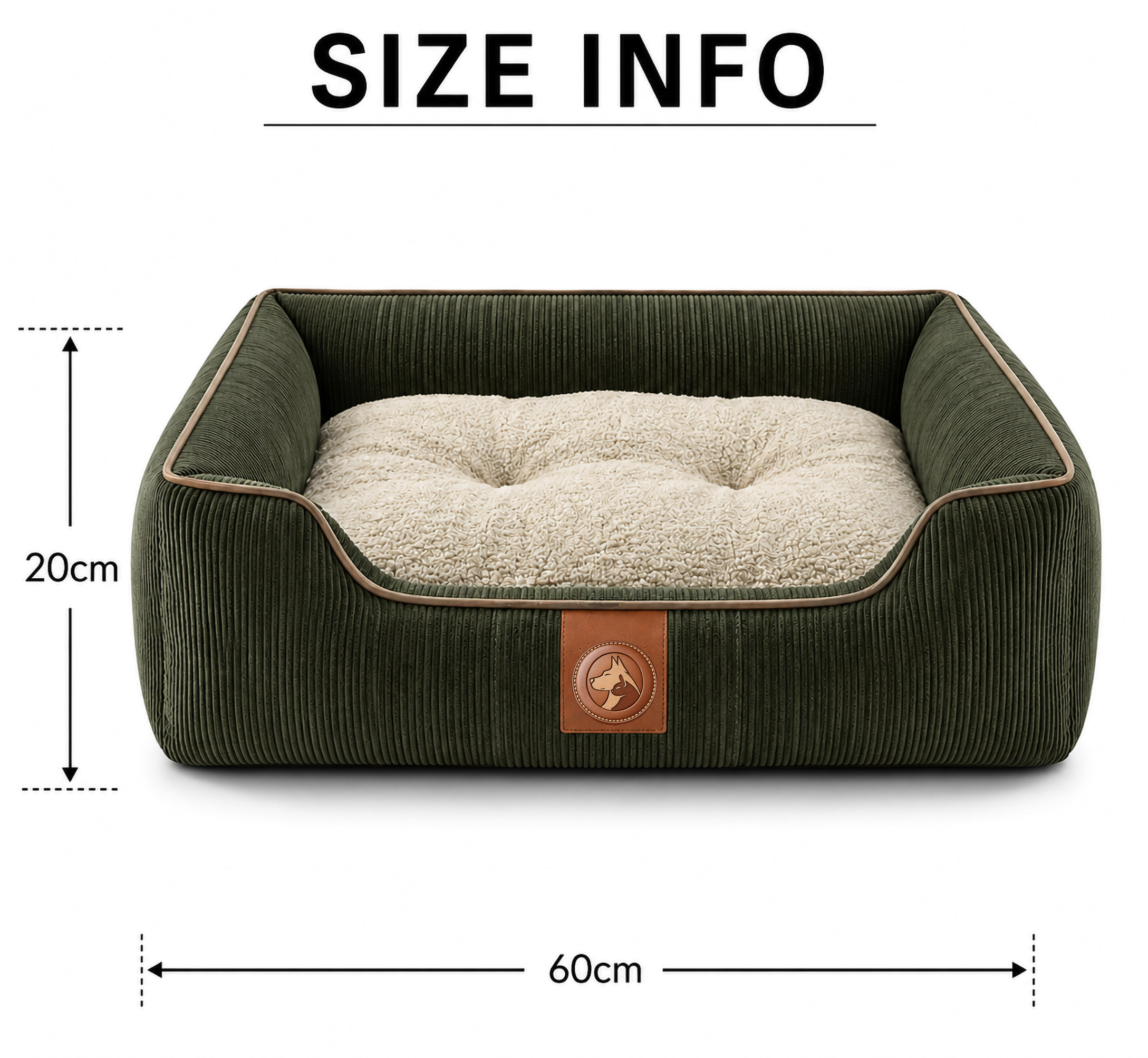 Sheddings Pet Supplies | Premium Corduroy Orthopedic Pet Sofa Bed – Plush Cushion with Raised Supportive Sides