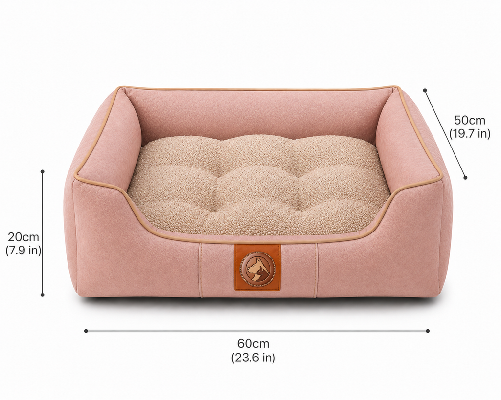 Sheddings Pet Supplies | Luxury Blush Pink Orthopedic Pet Sofa Bed – Soft Plush Cushion with Raised Supportive Sides
