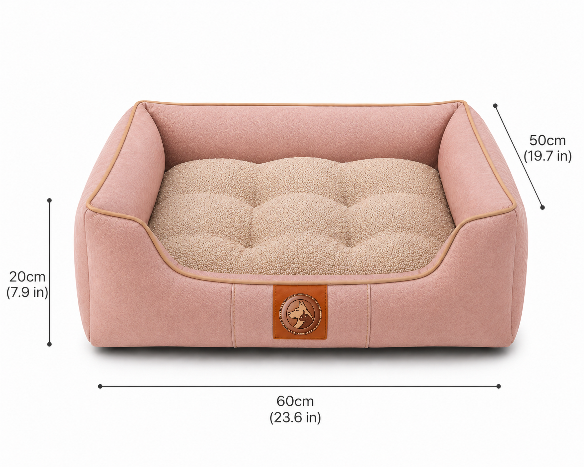 Sheddings Pet Supplies | Luxury Blush Pink Orthopedic Pet Sofa Bed – Soft Plush Cushion with Raised Supportive Sides
