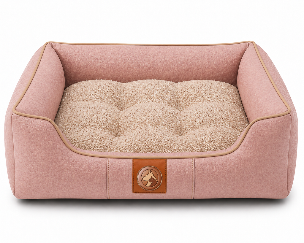 Sheddings Pet Supplies | Luxury Blush Pink Orthopedic Pet Sofa Bed – Soft Plush Cushion with Raised Supportive Sides