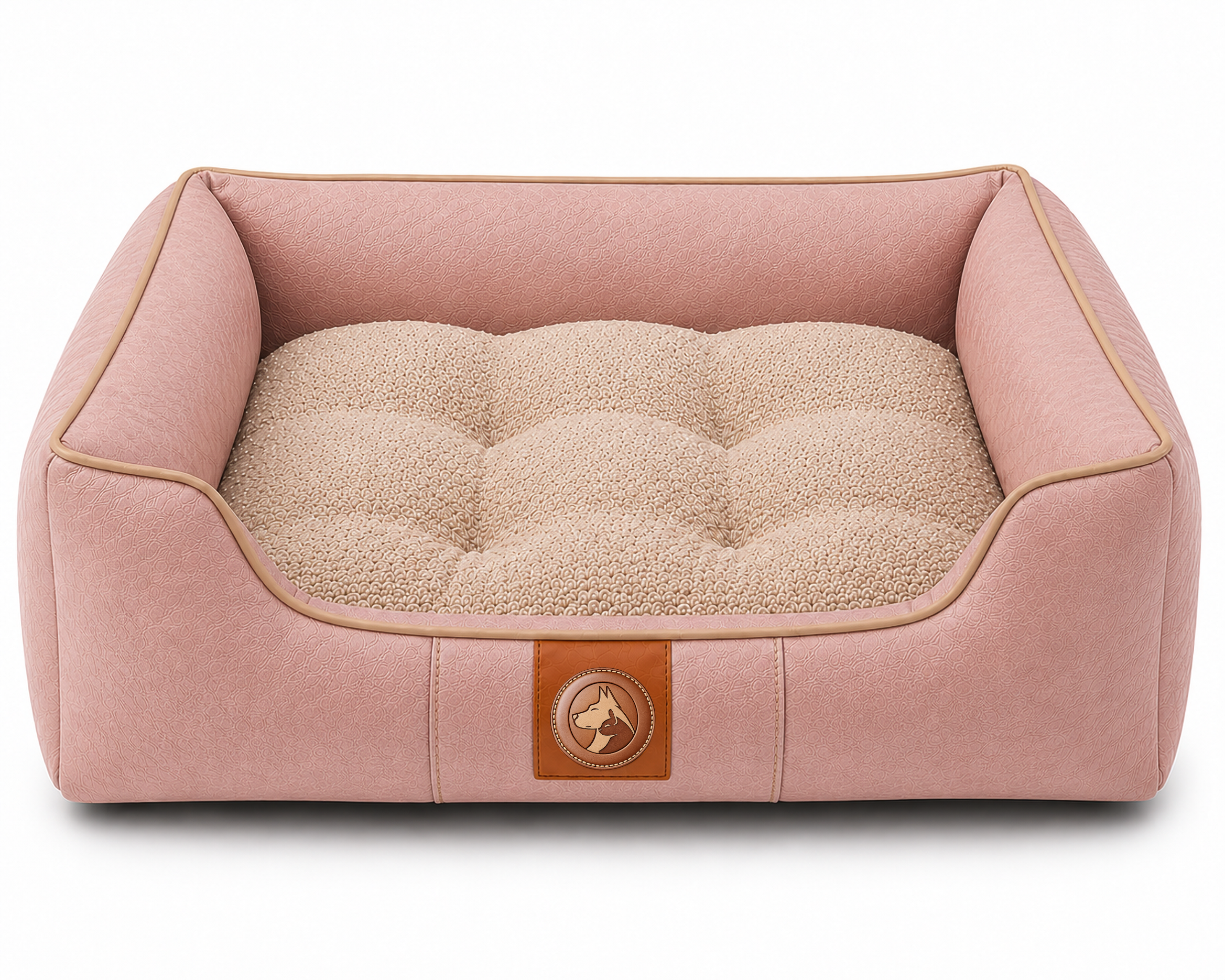 Sheddings Pet Supplies | Luxury Blush Pink Orthopedic Pet Sofa Bed – Soft Plush Cushion with Raised Supportive Sides