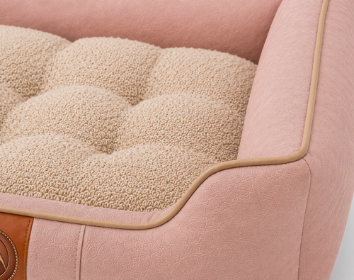 Sheddings Pet Supplies | Luxury Blush Pink Orthopedic Pet Sofa Bed – Soft Plush Cushion with Raised Supportive Sides