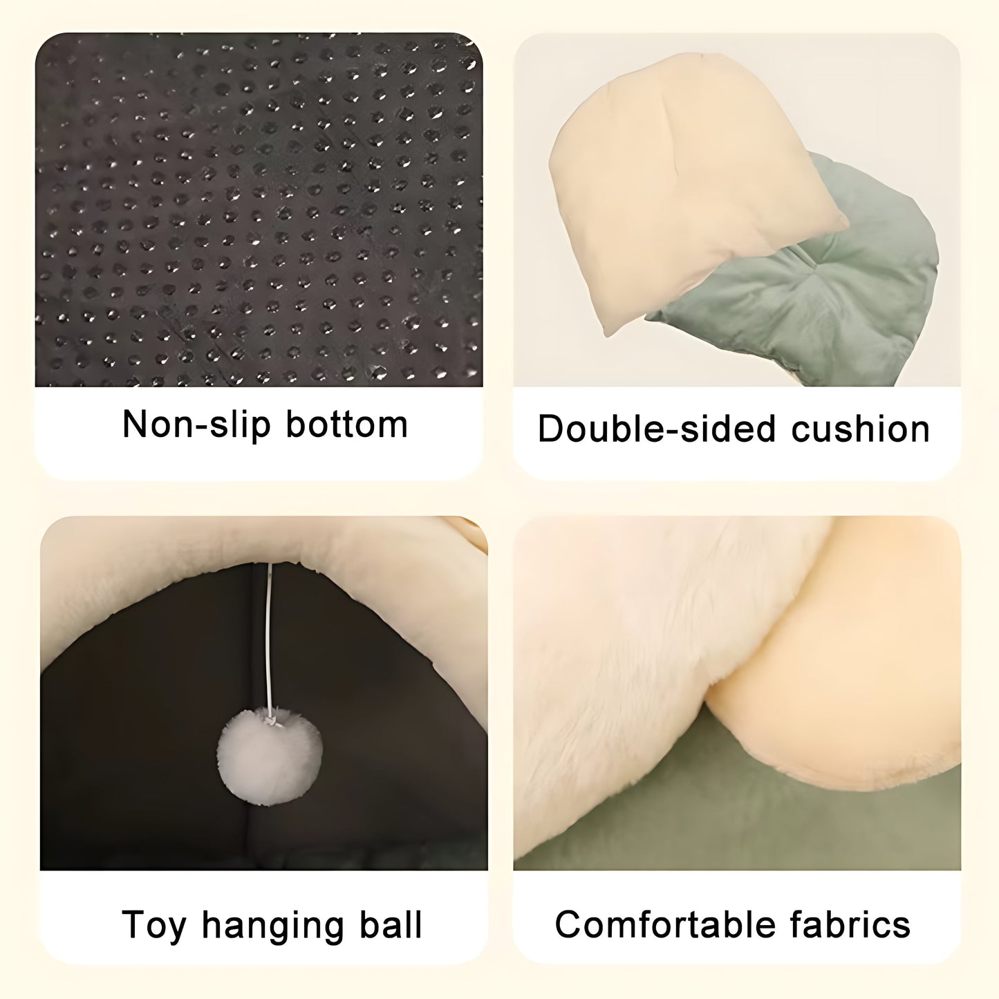 Plush Cat Cave Bed – Luxury Enclosed Sleeping House for Small Pets Sheddingspetsupplies