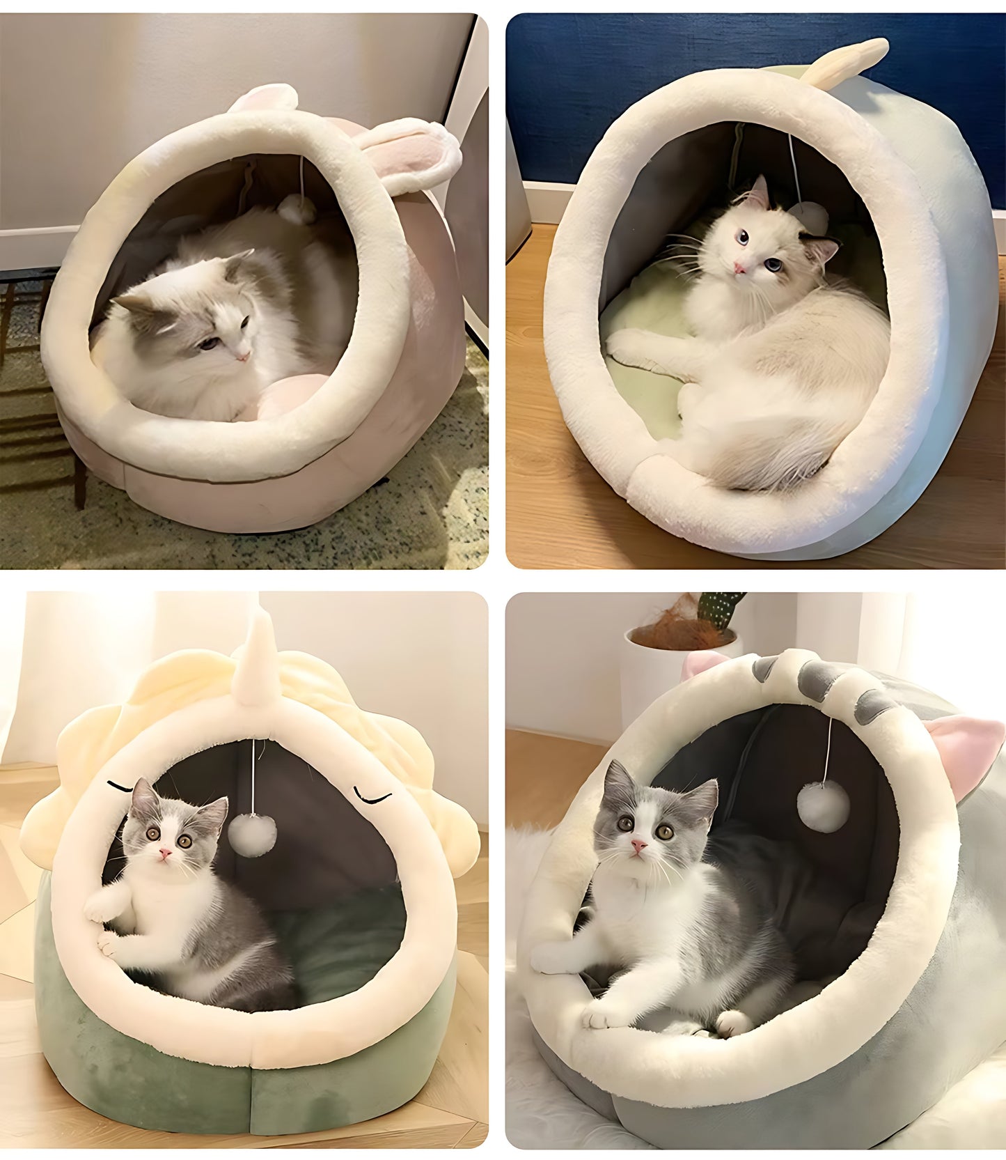Plush Cat Cave Bed – Luxury Enclosed Sleeping House for Small Pets Sheddingspetsupplies