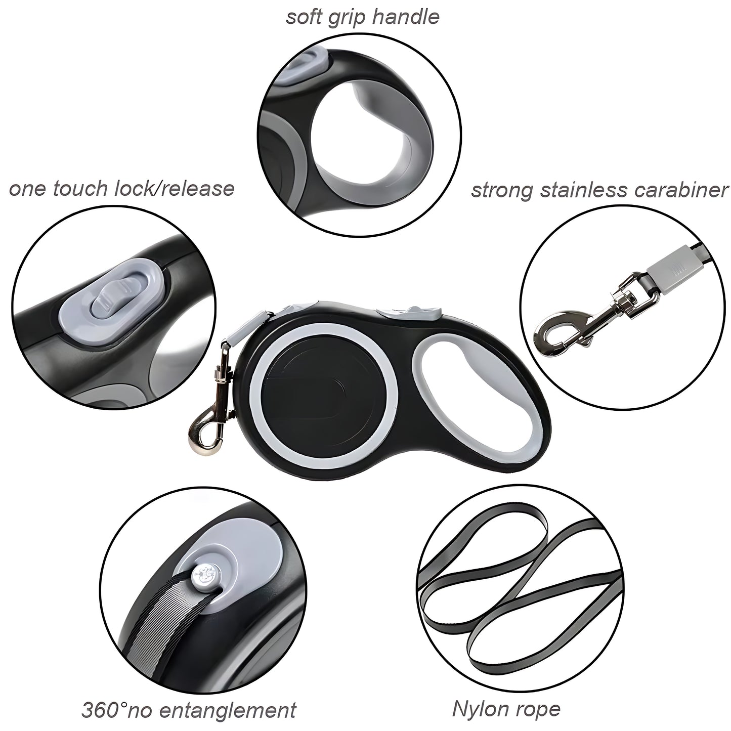 Retractable Dog Walking Lead – Heavy Duty Extendable Leash 5m / 8m Sheddingspetsupplies
