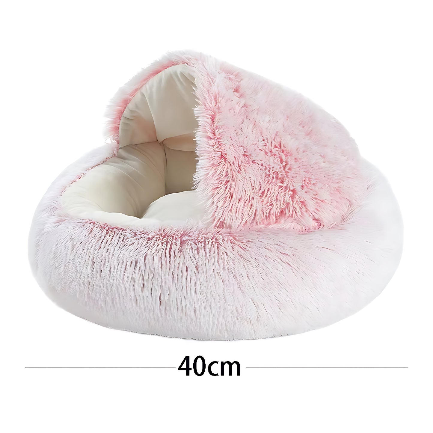 Round Plush Cat & Small Dog Bed – Warm Soft Sleeping Nest with Cover Sheddingspetsupplies