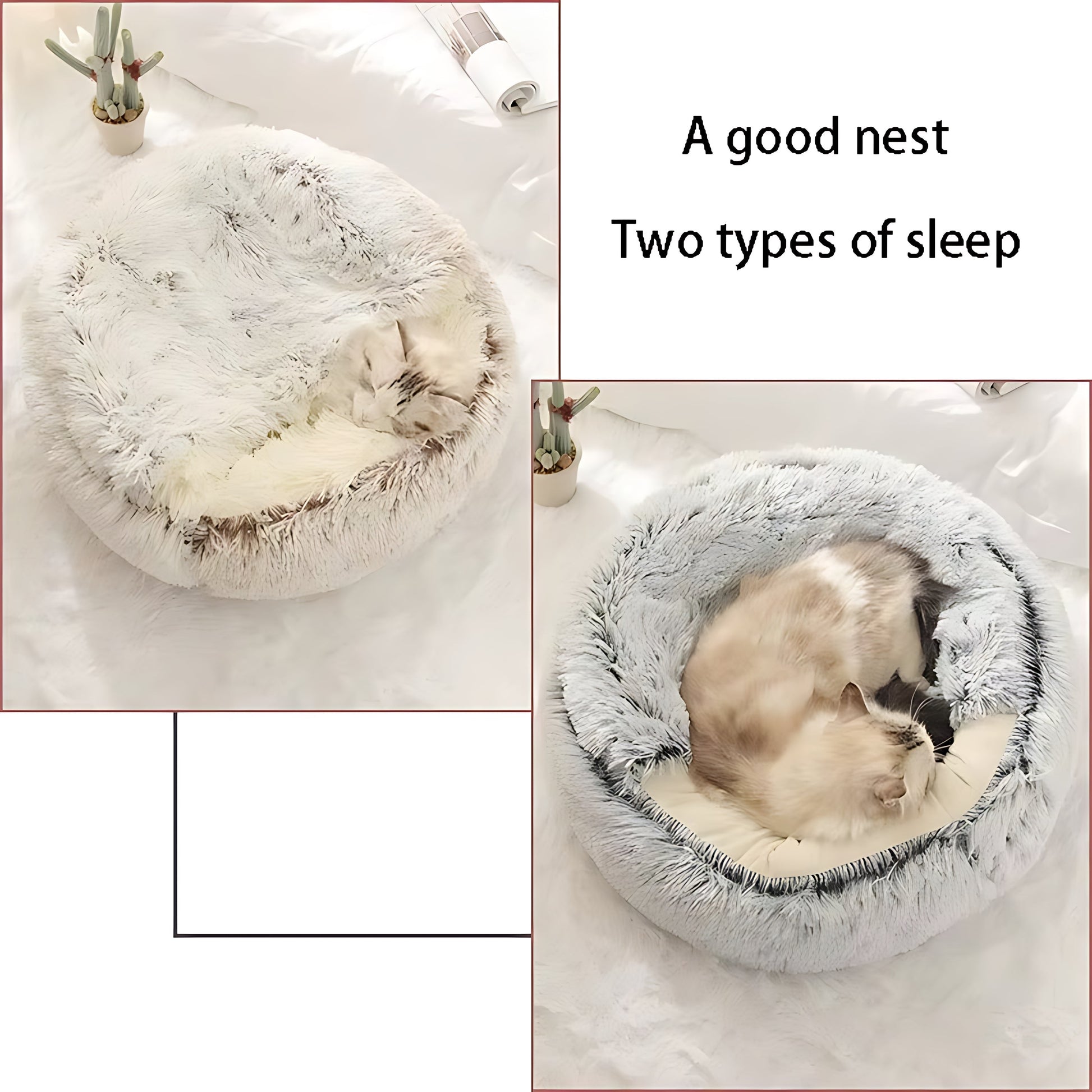 Round Plush Cat & Small Dog Bed – Warm Soft Sleeping Nest with Cover Sheddingspetsupplies