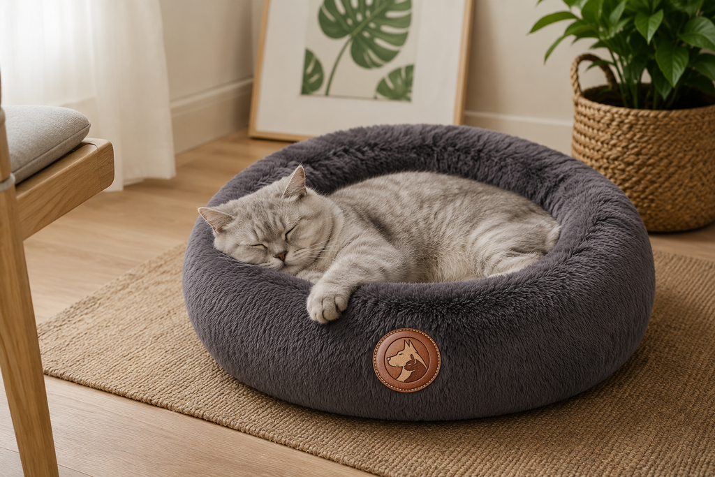 Sheddings Pet Supplies | Calming Plush Donut Pet Bed – Ultra Soft Round Nest Bed for Dogs & Cats