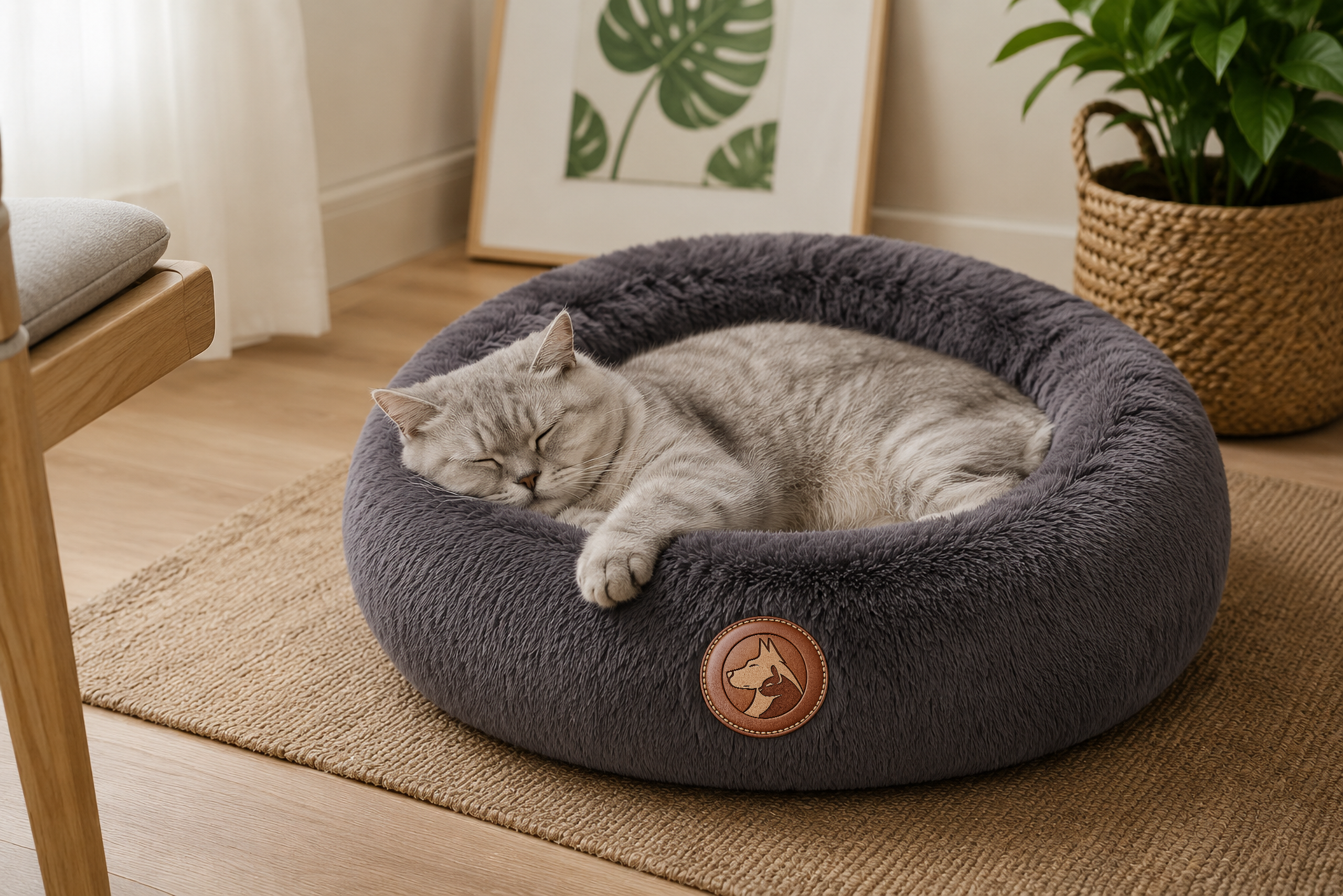 Sheddings Pet Supplies | Calming Plush Donut Pet Bed – Ultra Soft Round Nest Bed for Dogs & Cats