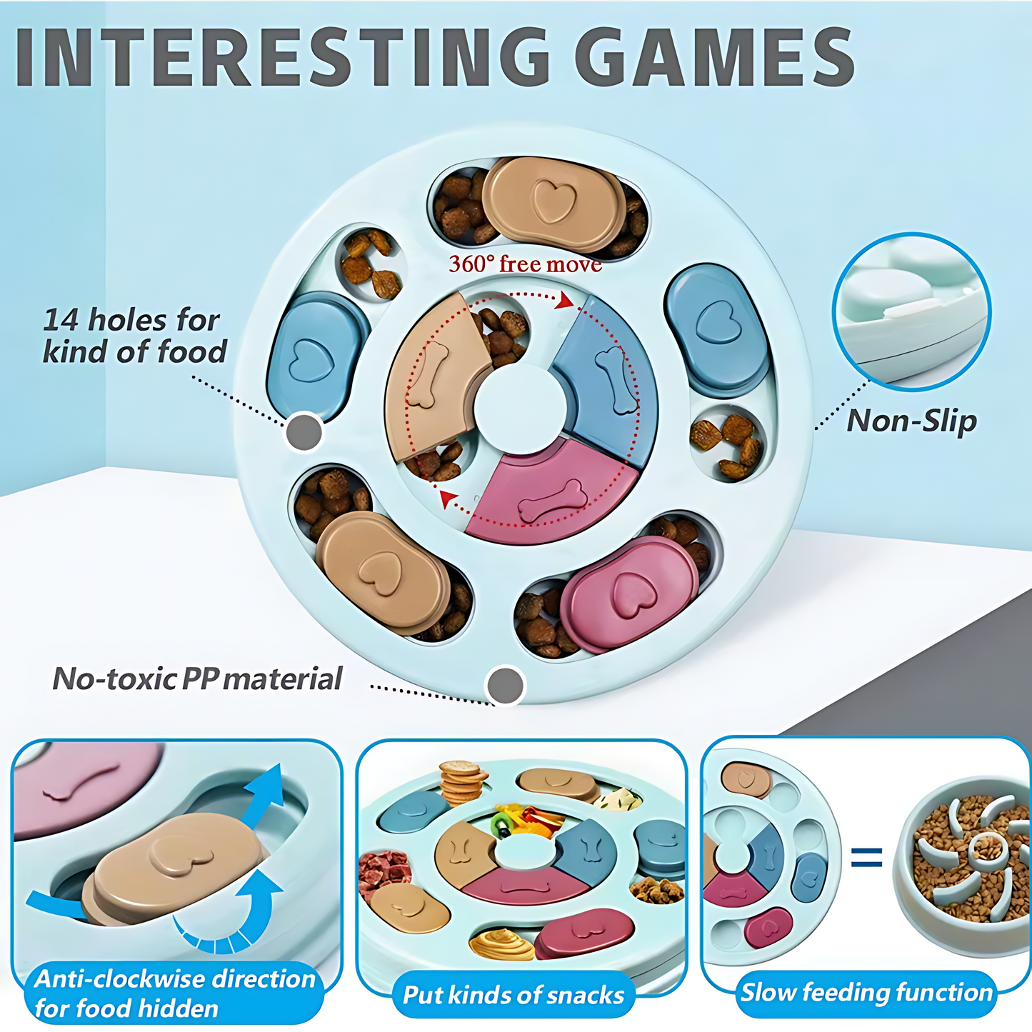 Slow Feeder Dog Puzzle Bowl – Interactive Feeding Toy for Dogs Sheddingspetsupplies