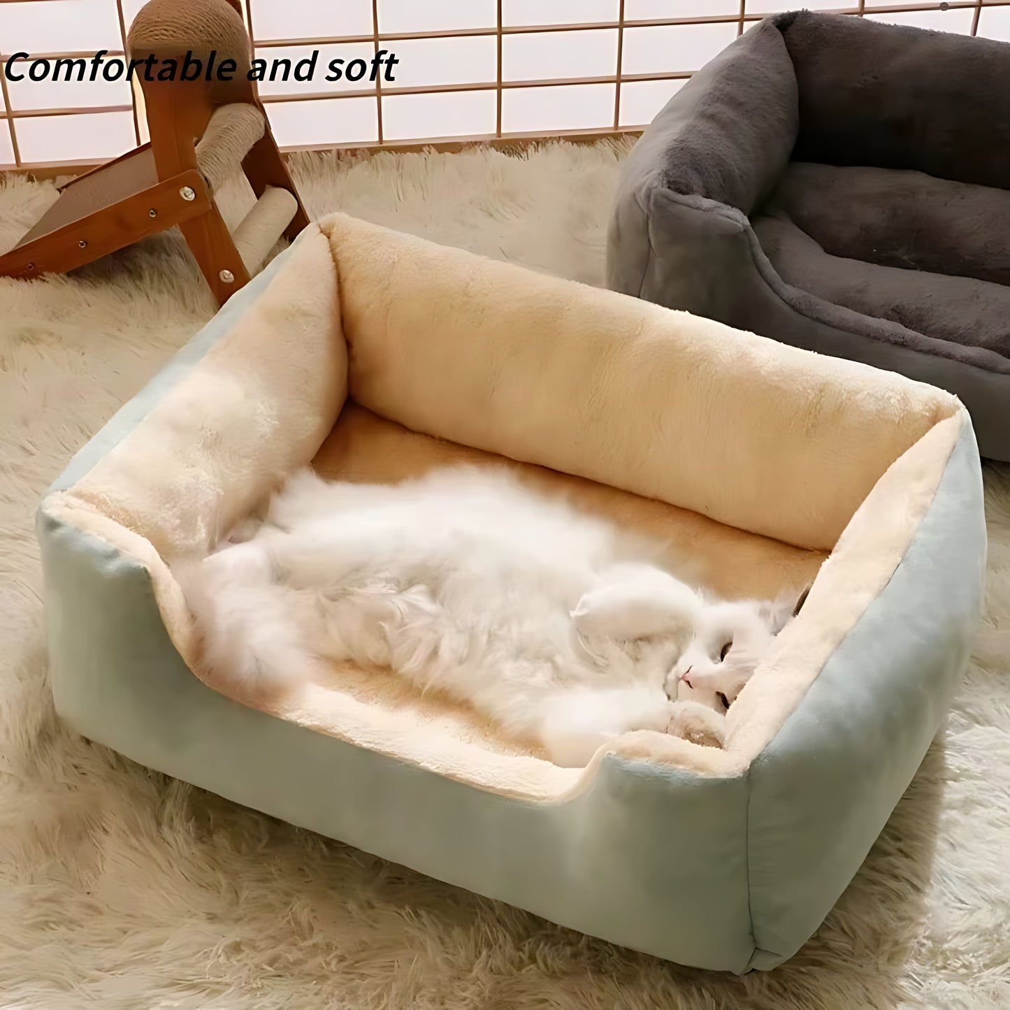 Soft Plush Pet Basket Bed – Warm Sleeping Bed for Cats & Small Dogs Sheddingspetsupplies