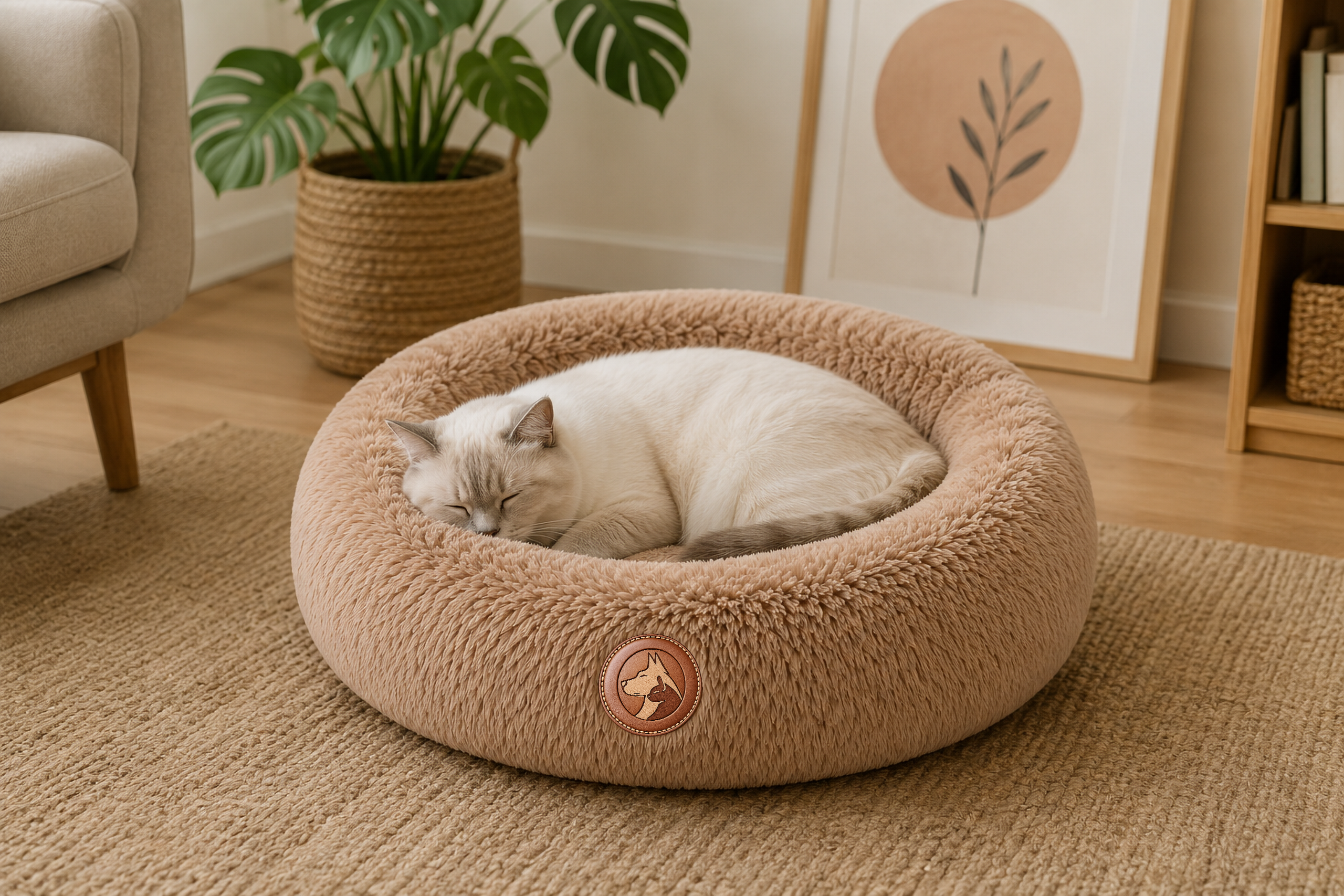 Sheddings Pet Supplies | Calming Donut Plush Pet Bed – Ultra Soft Round Nesting Bed for Dogs & Cats