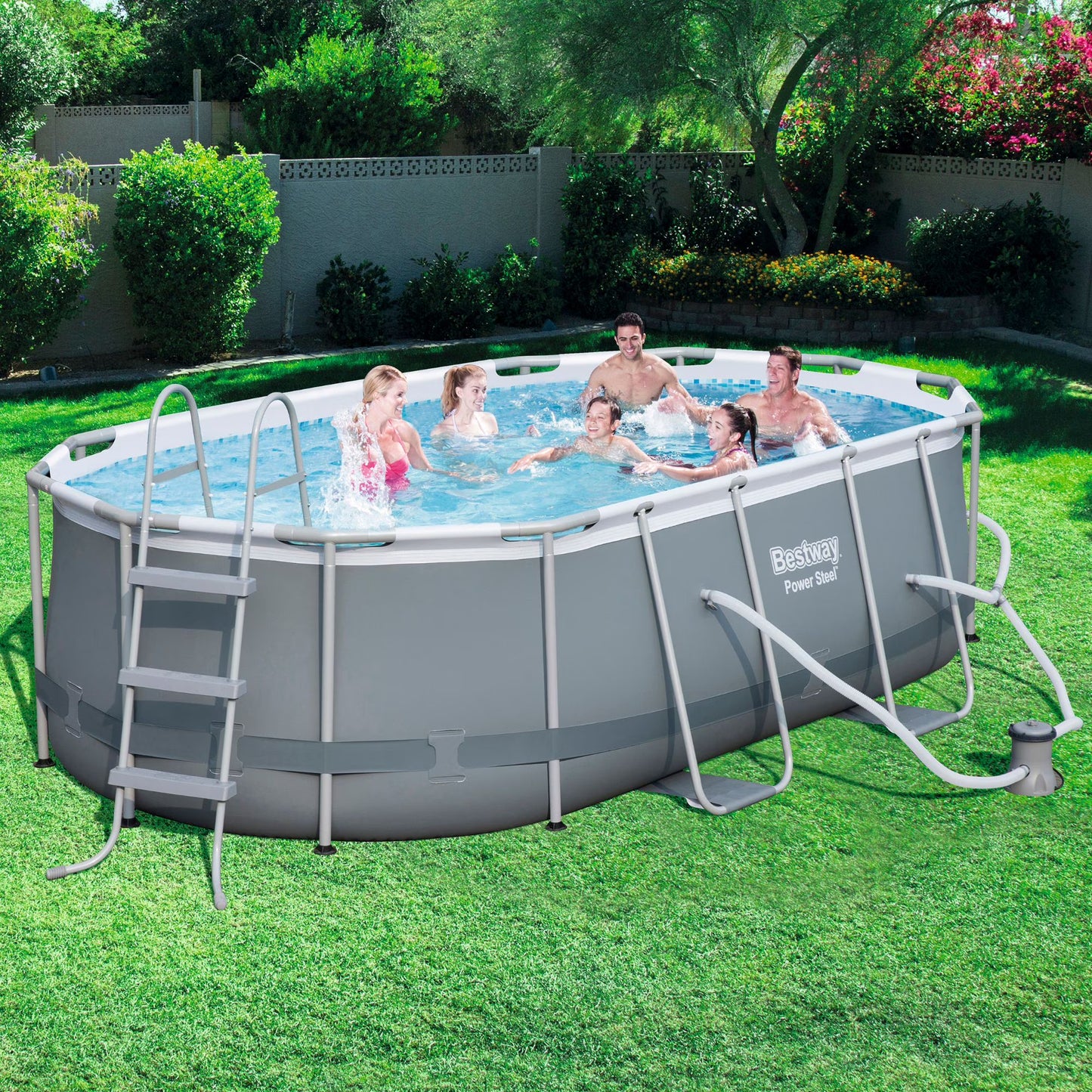 Power Steel 13.91' x 8.2' x 39.5" Oval Frame Pool Set